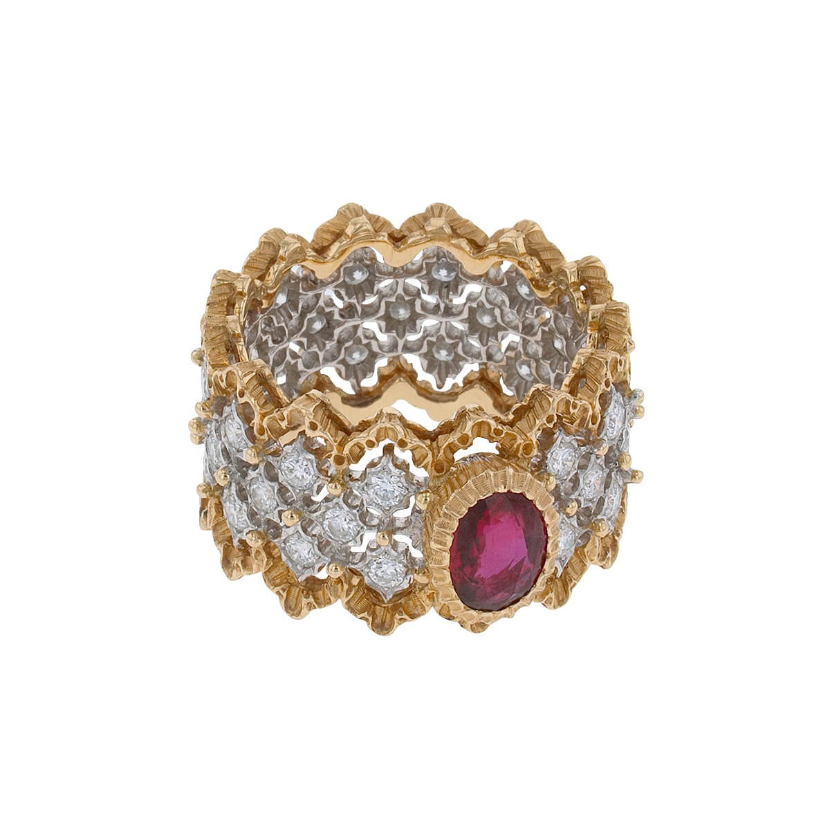 Buccellati two tones gold and ruby ring