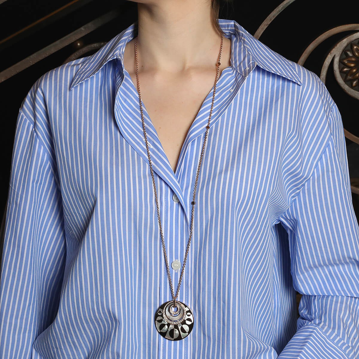 Bulgari Intarsio mother of peal, diamonds and gold necklace