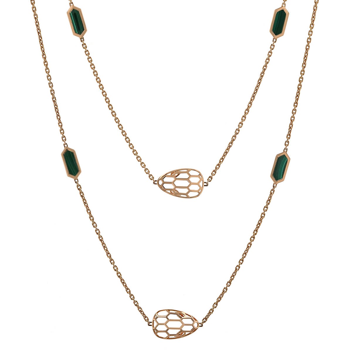 Bulgari Serpenti malachite and gold necklace