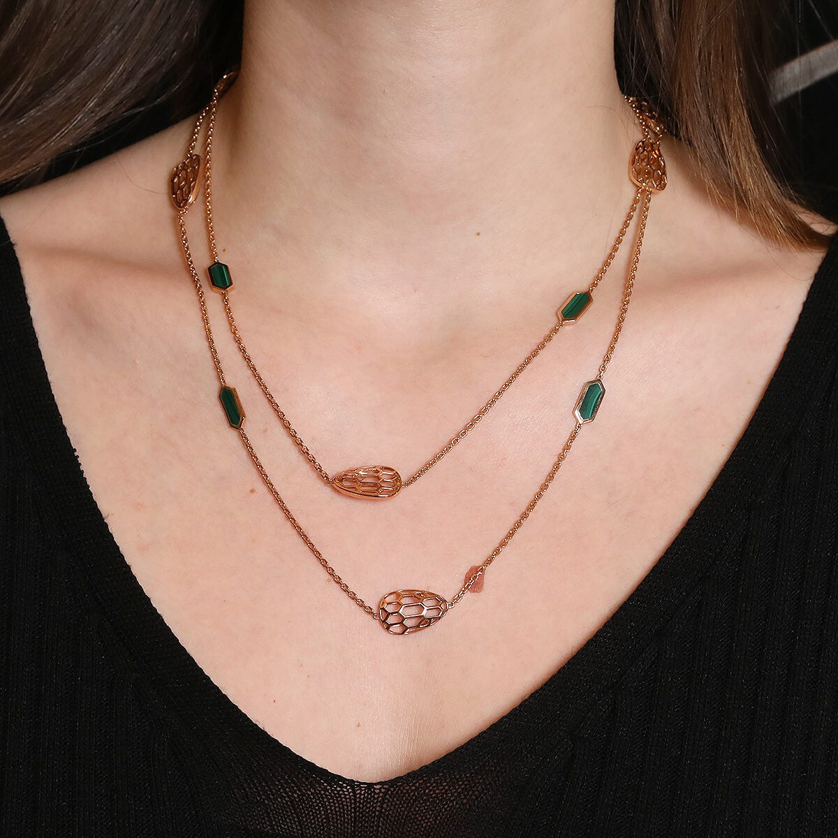 Bulgari Serpenti malachite and gold necklace