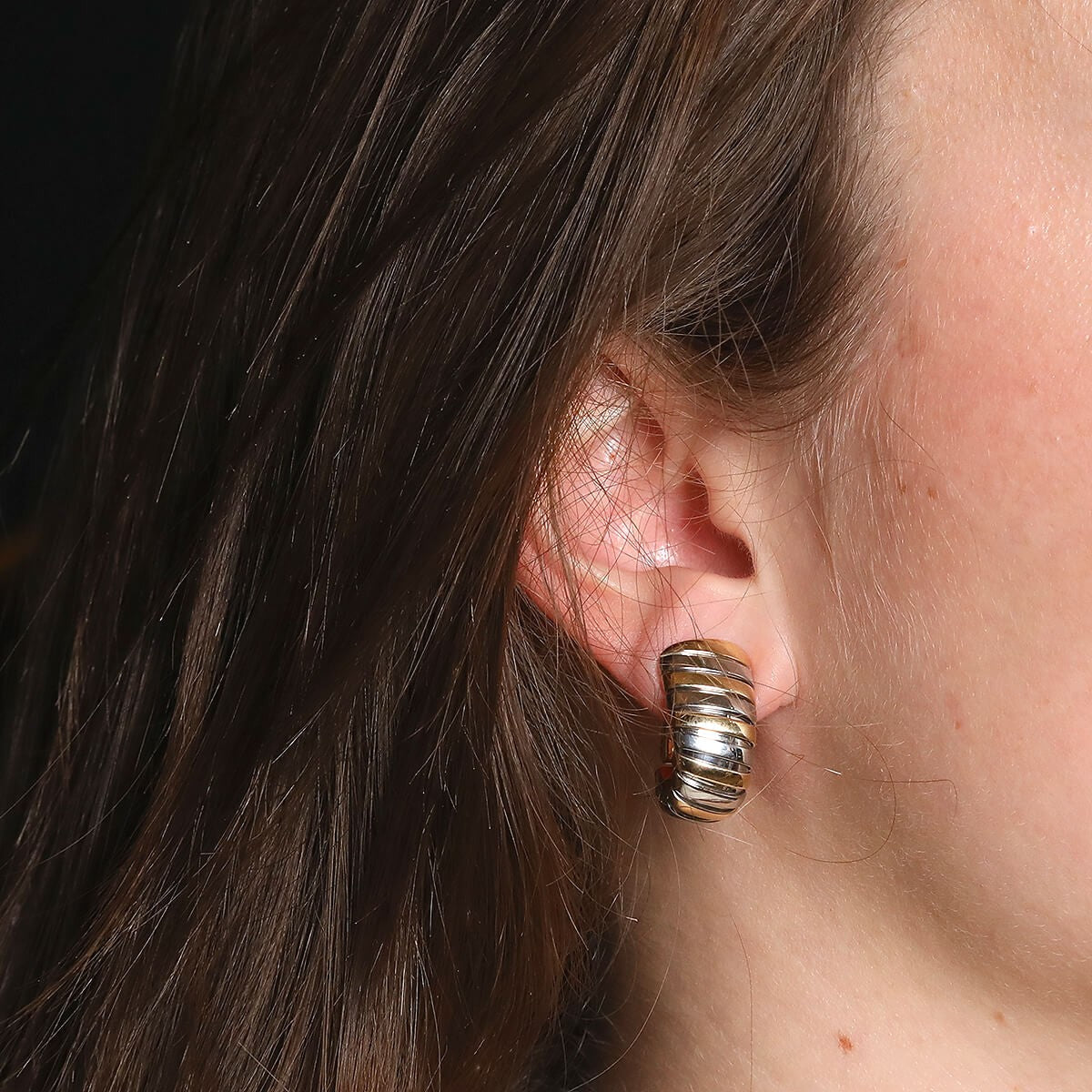 Bulgari Tubogas gold and stainless steel earrings