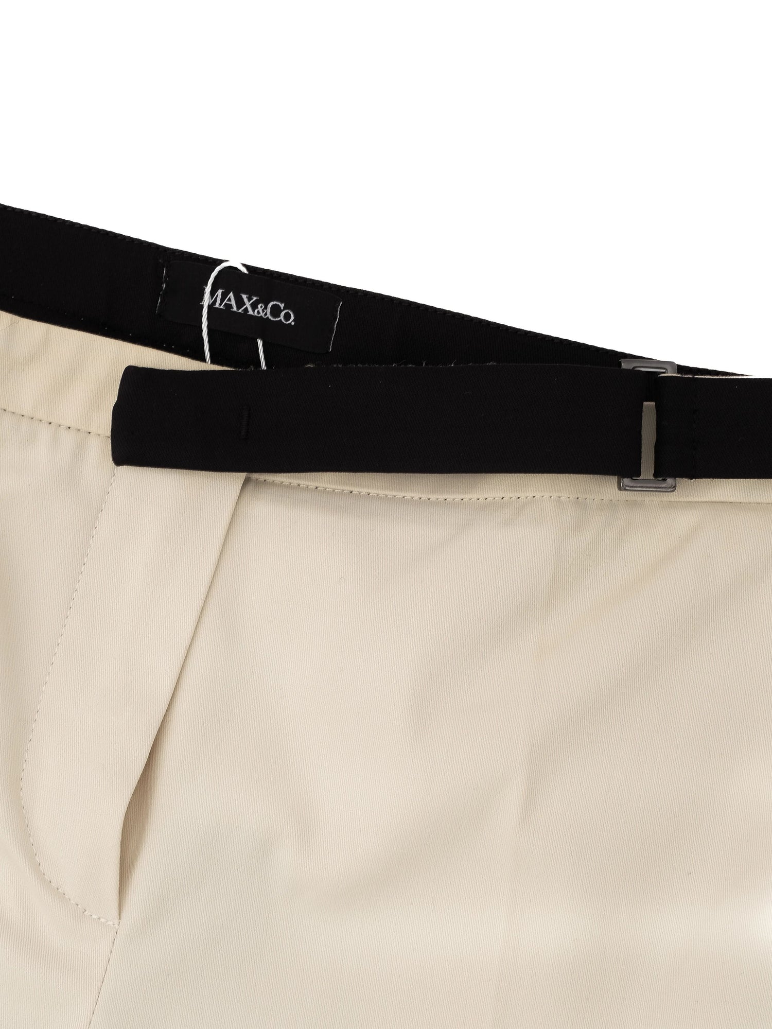Perfect MaxCo White Pants with Black Belt for Women