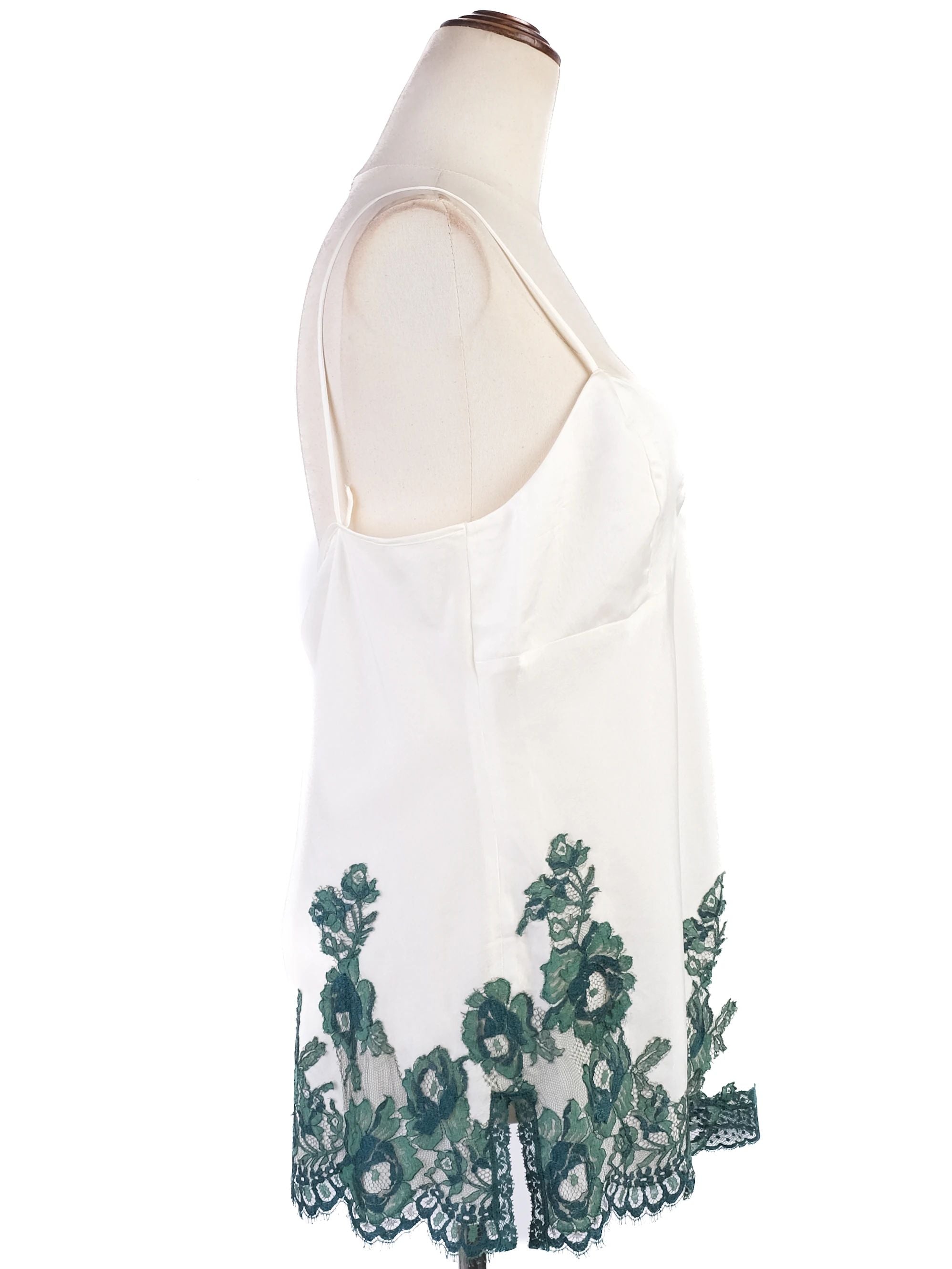 Excellent Ermanno Scervino White Silk Camisole with Lace Detail