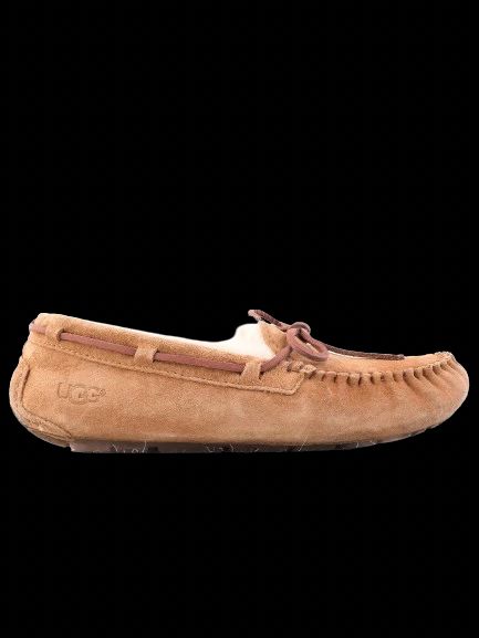 Excellent UGG Slippers Orange Leather Size 38 Moccasin Style