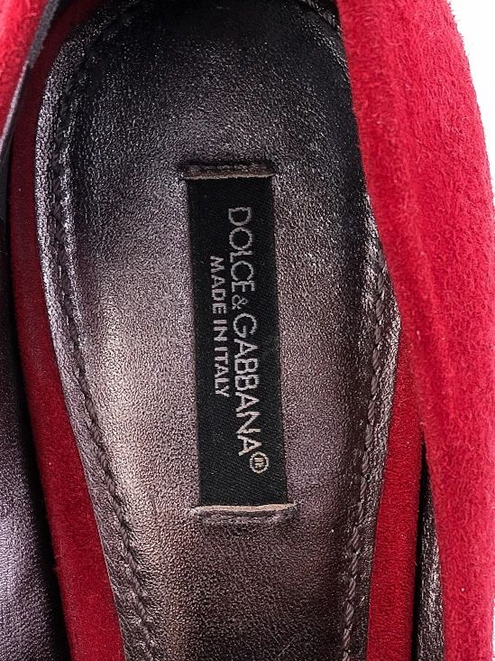 Excellent Dolce Gabbana Red Leather High-Heeled Shoes Size 38.5