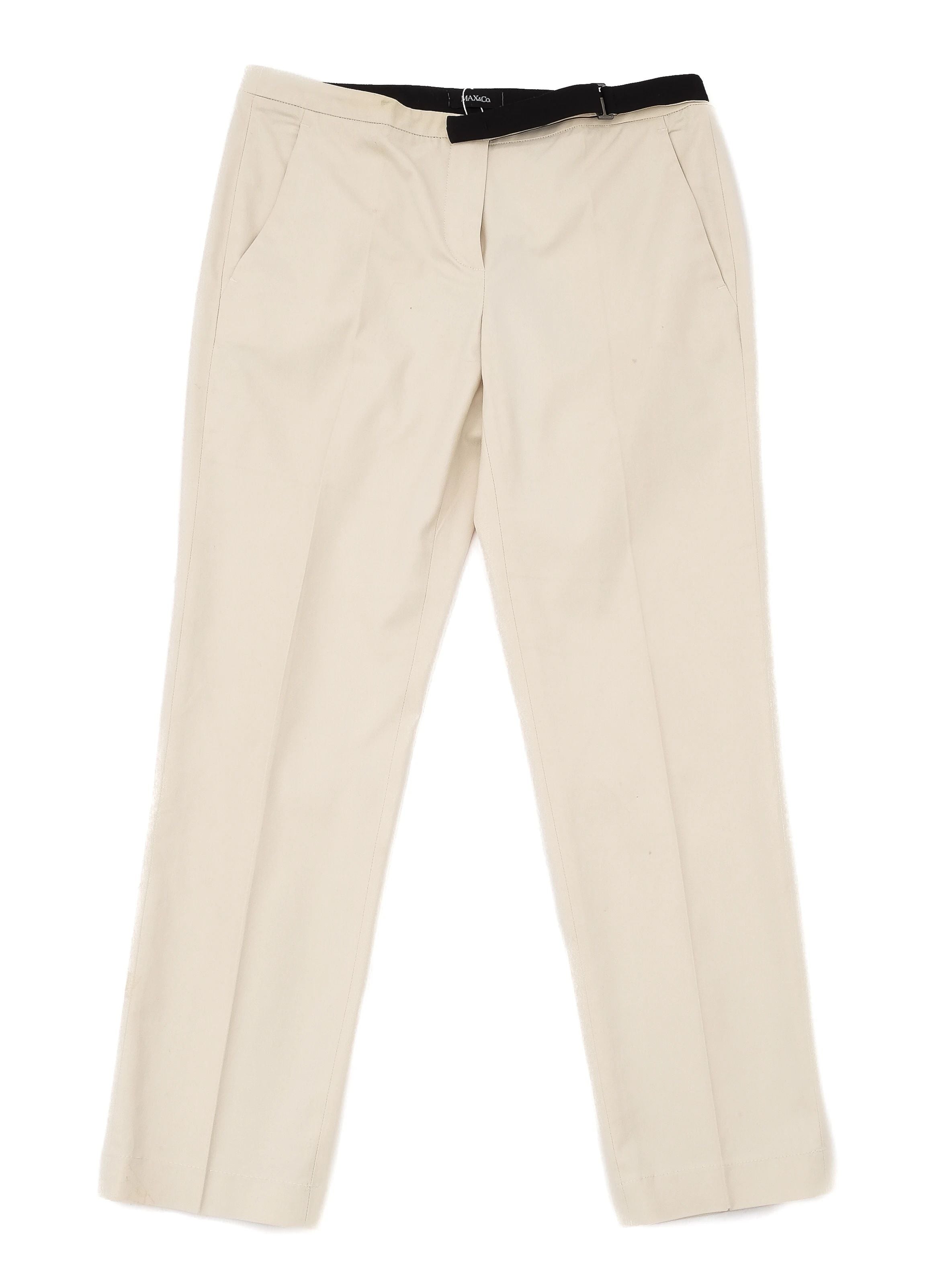 Perfect MaxCo White Pants with Black Belt for Women