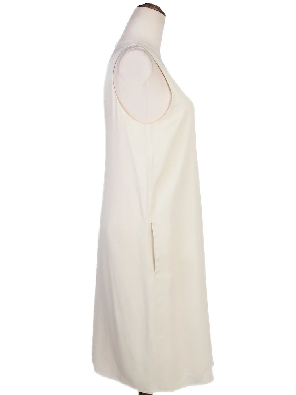 Excellent Emporio Armani Beige Sleeveless Dress Size L V-Neck Detail