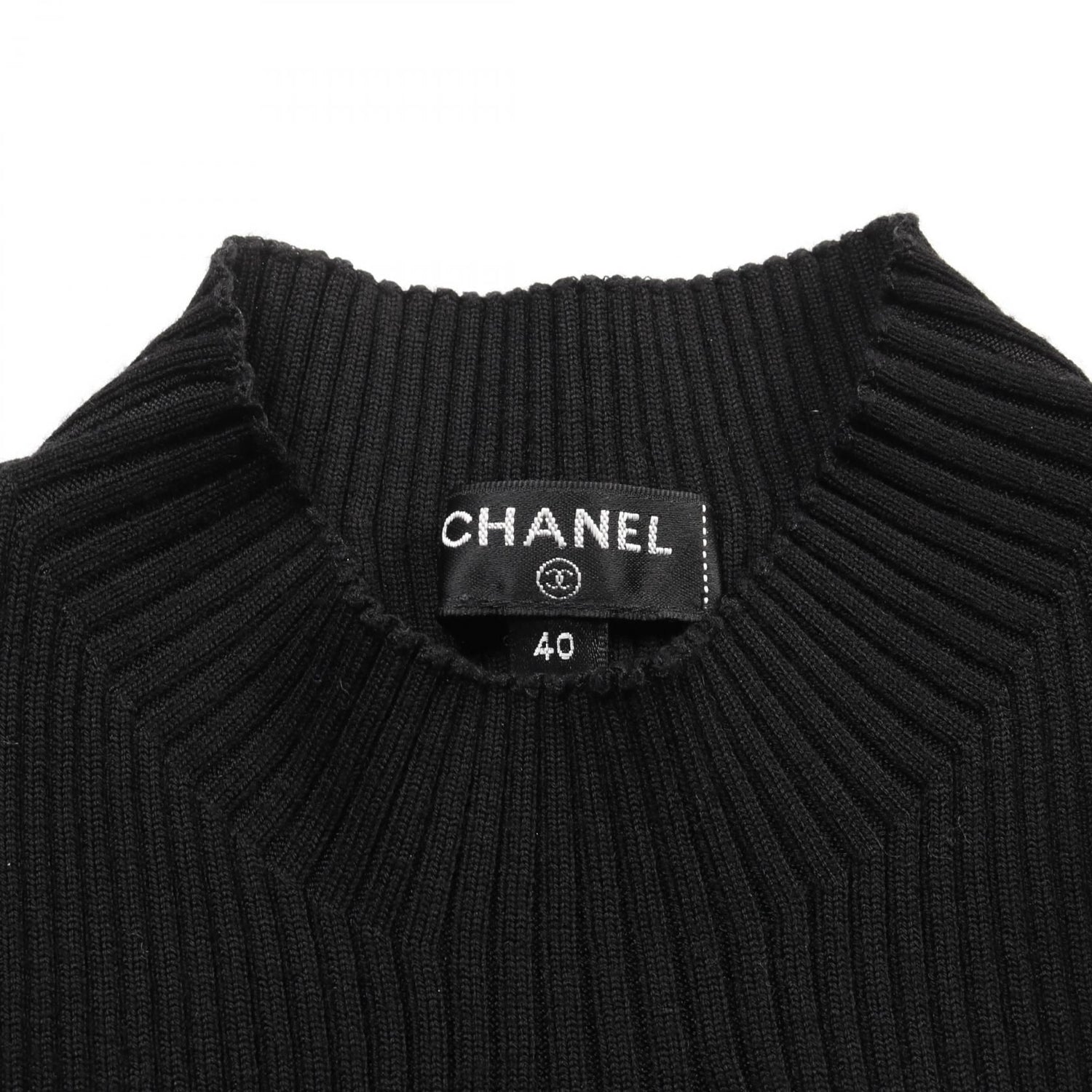 Chanel Black Coco Mark Clover Knit Rayon Wool P 64687k 60670