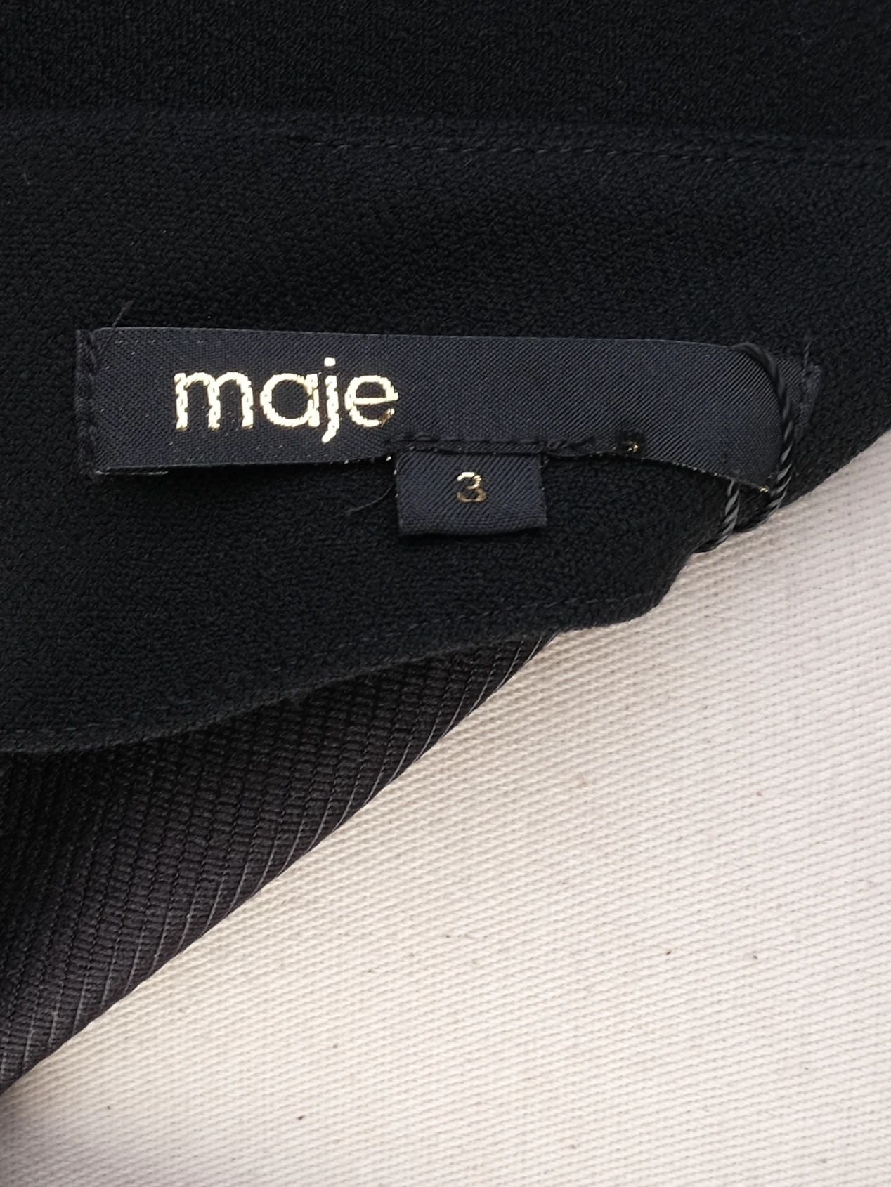 Maje Black Viscose Dress XL with Textured Cut-Out Design - Excellent