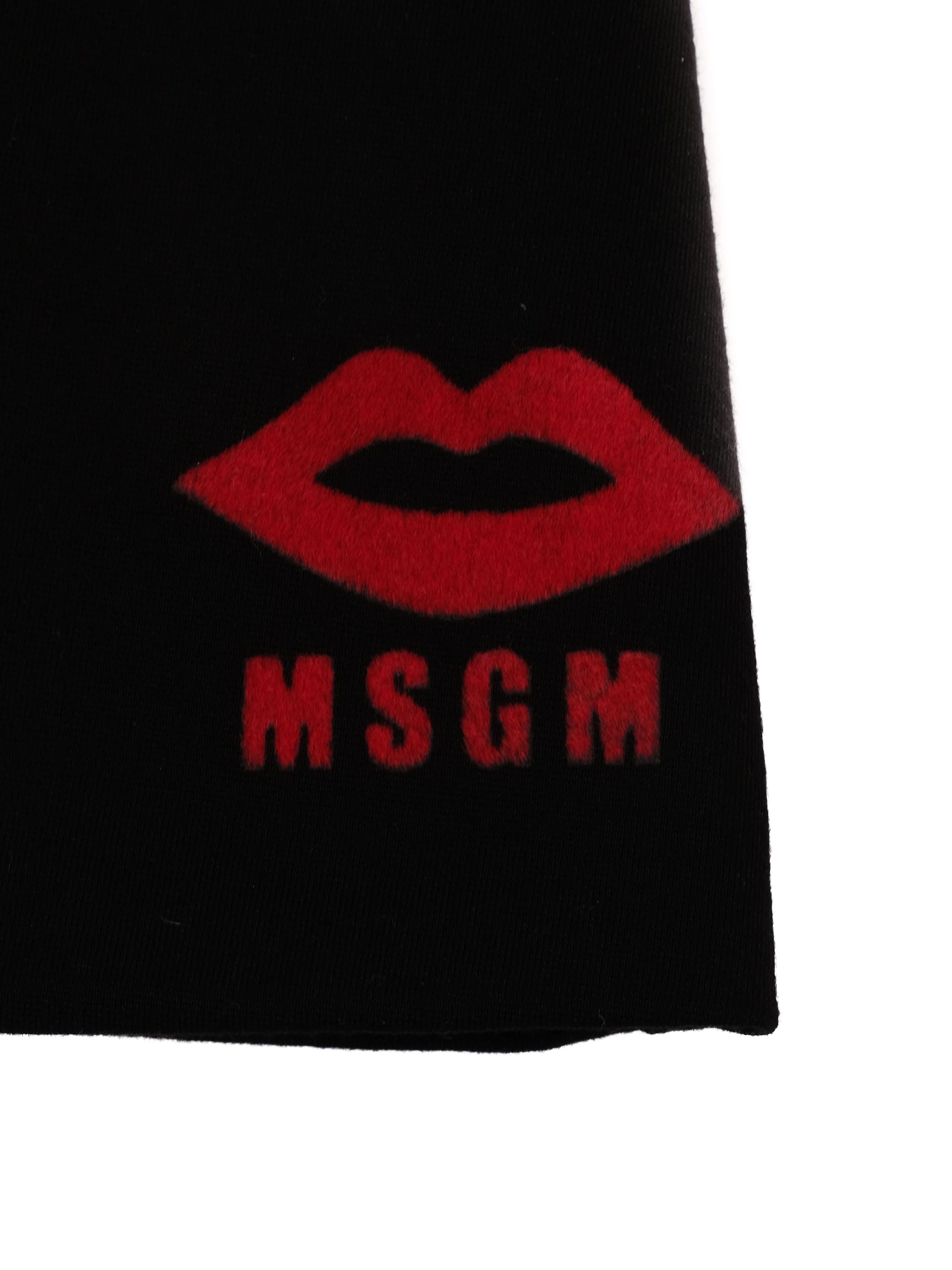 Excellent MSGM Black Viscose Skirt with Red Graphic Size 6