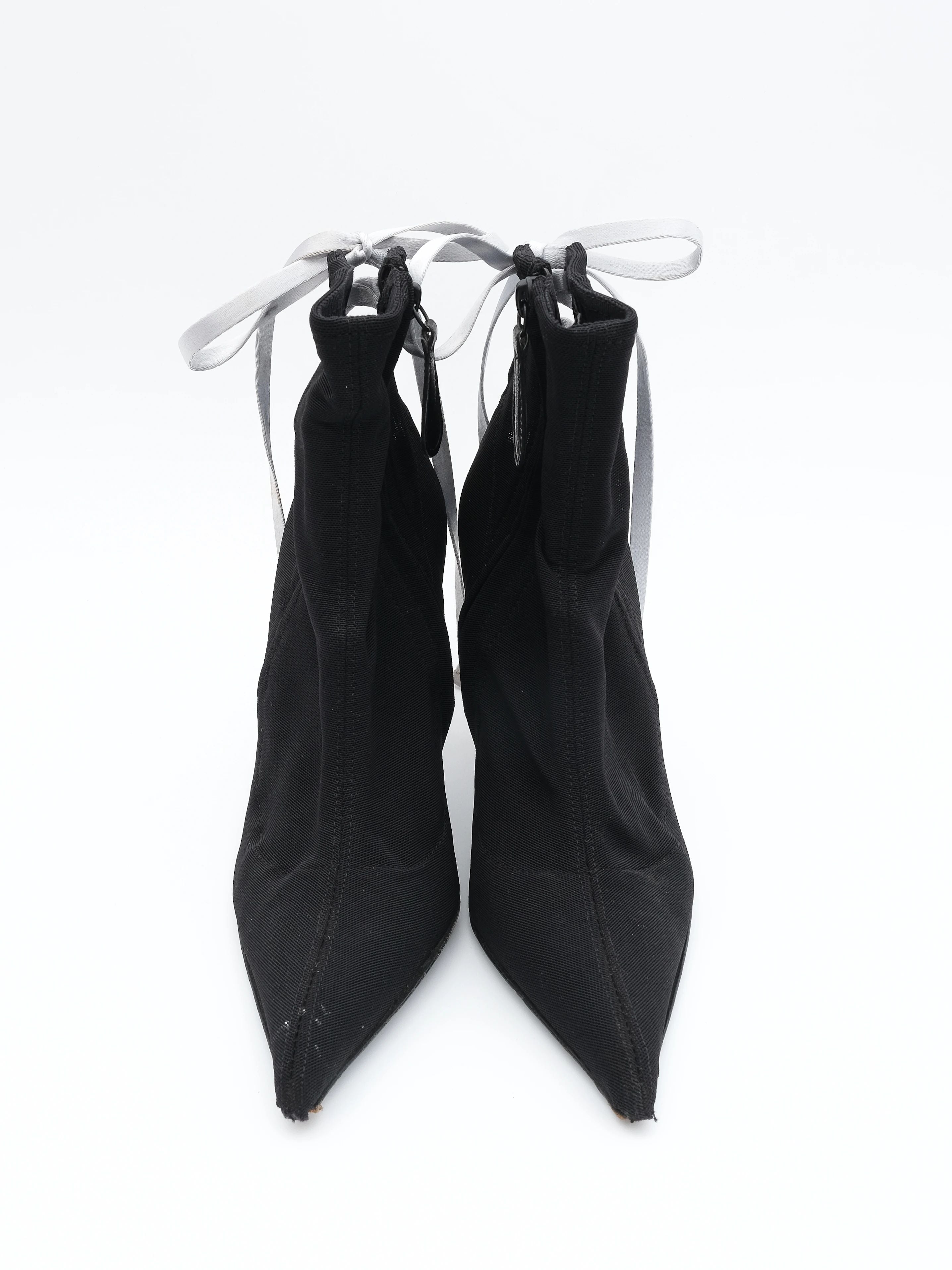 Vicini Black High-Heeled Shoes Size 38 with Lace-Up Detail