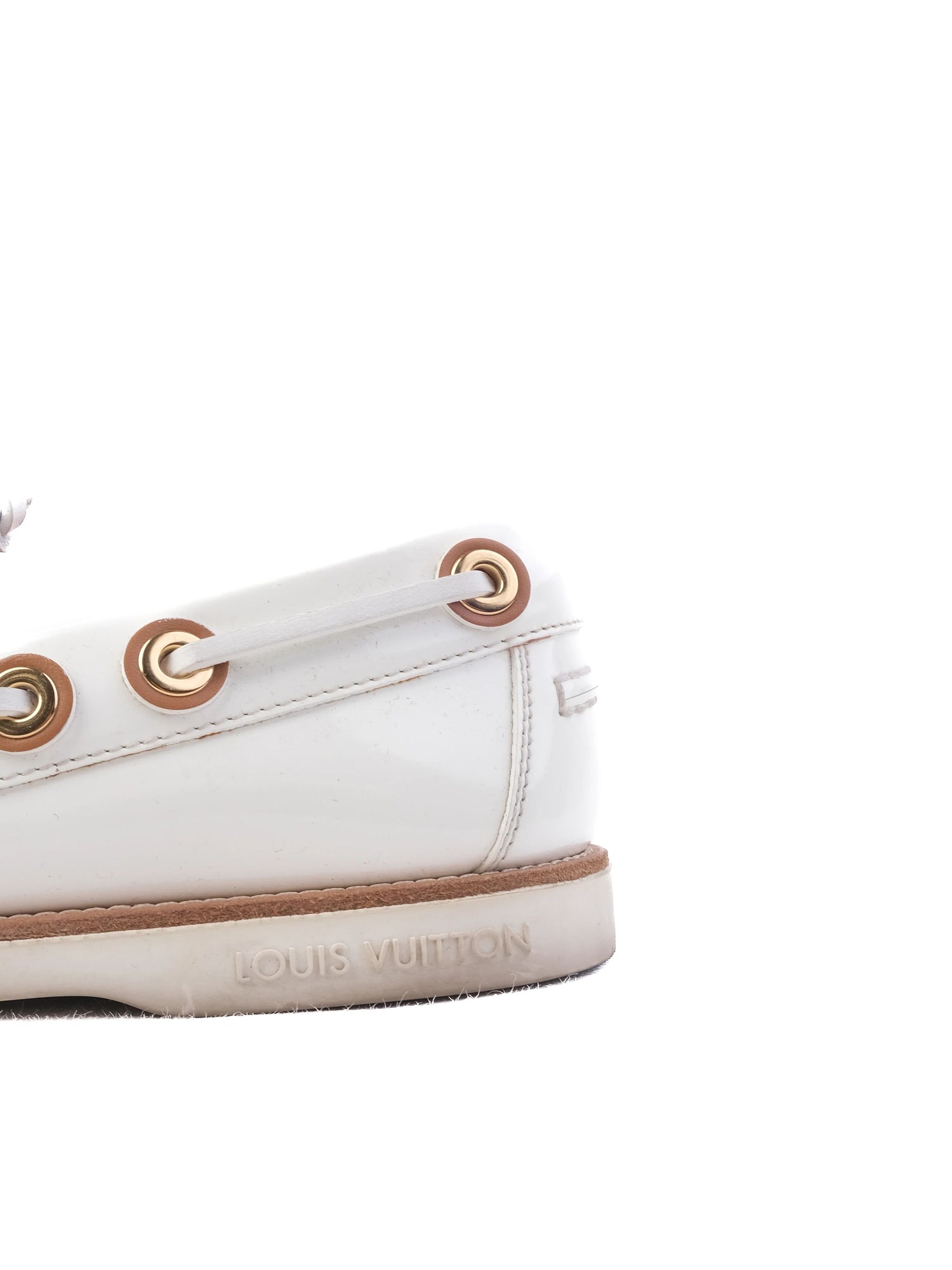 Excellent Louis Vuitton Women White Leather Boat Shoe Size 40