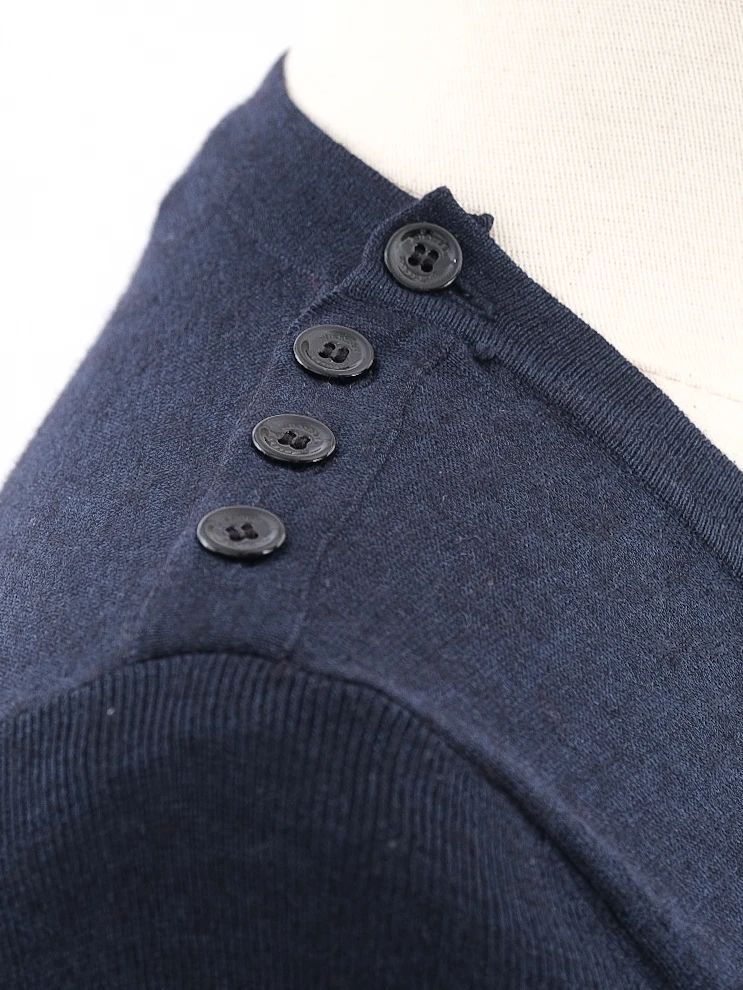 Excellent Burberry Blue Silk Sweater Size M with Button Details