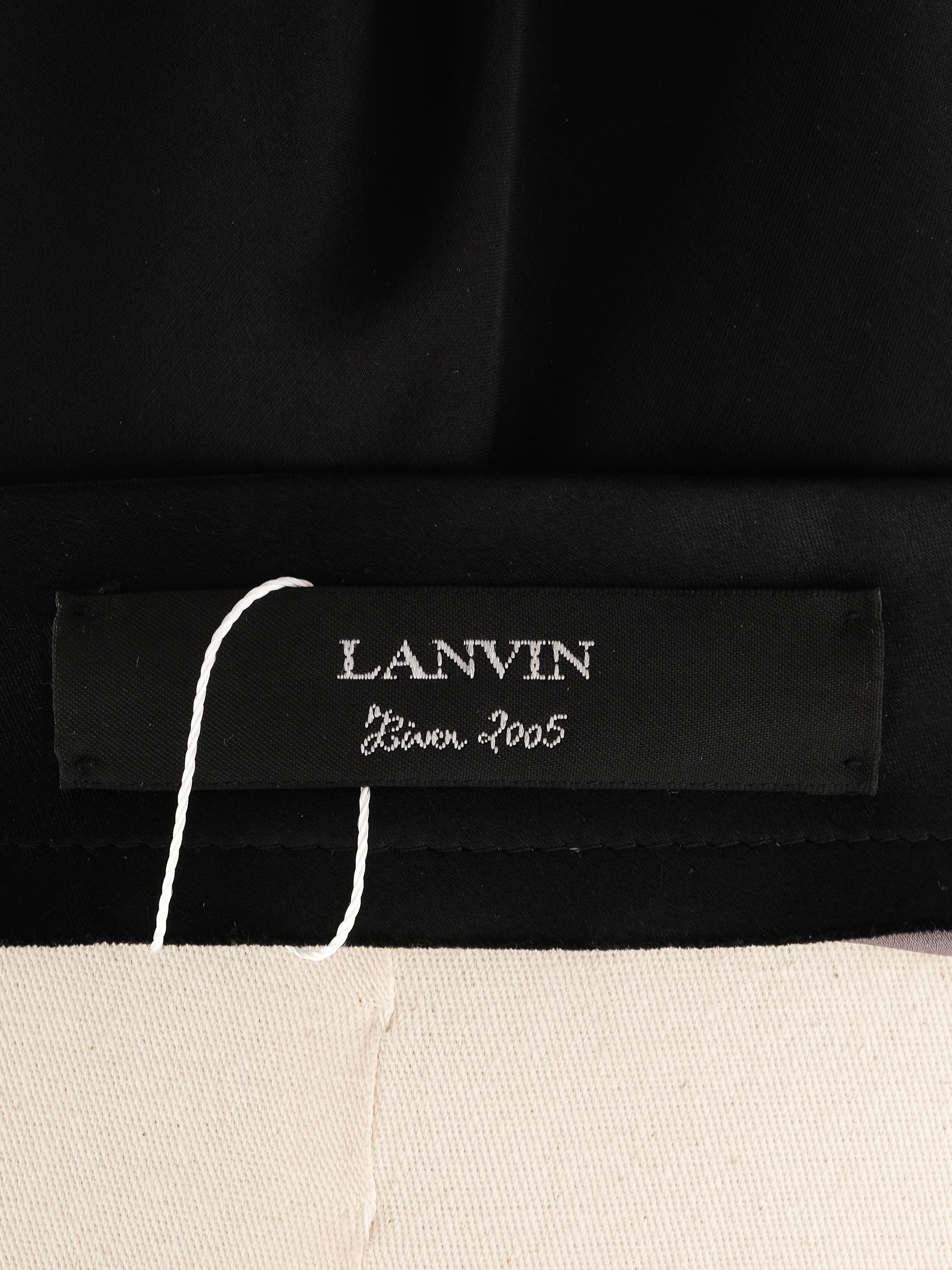 Excellent Lanvin Black Silk Skirt Size M with Sheer Overlay