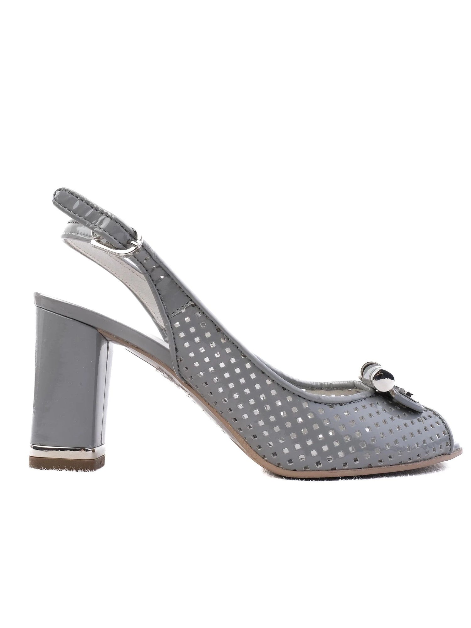 Excellent Giovanni Fabiani Gray Leather Slingback High Heel Shoes Size 35