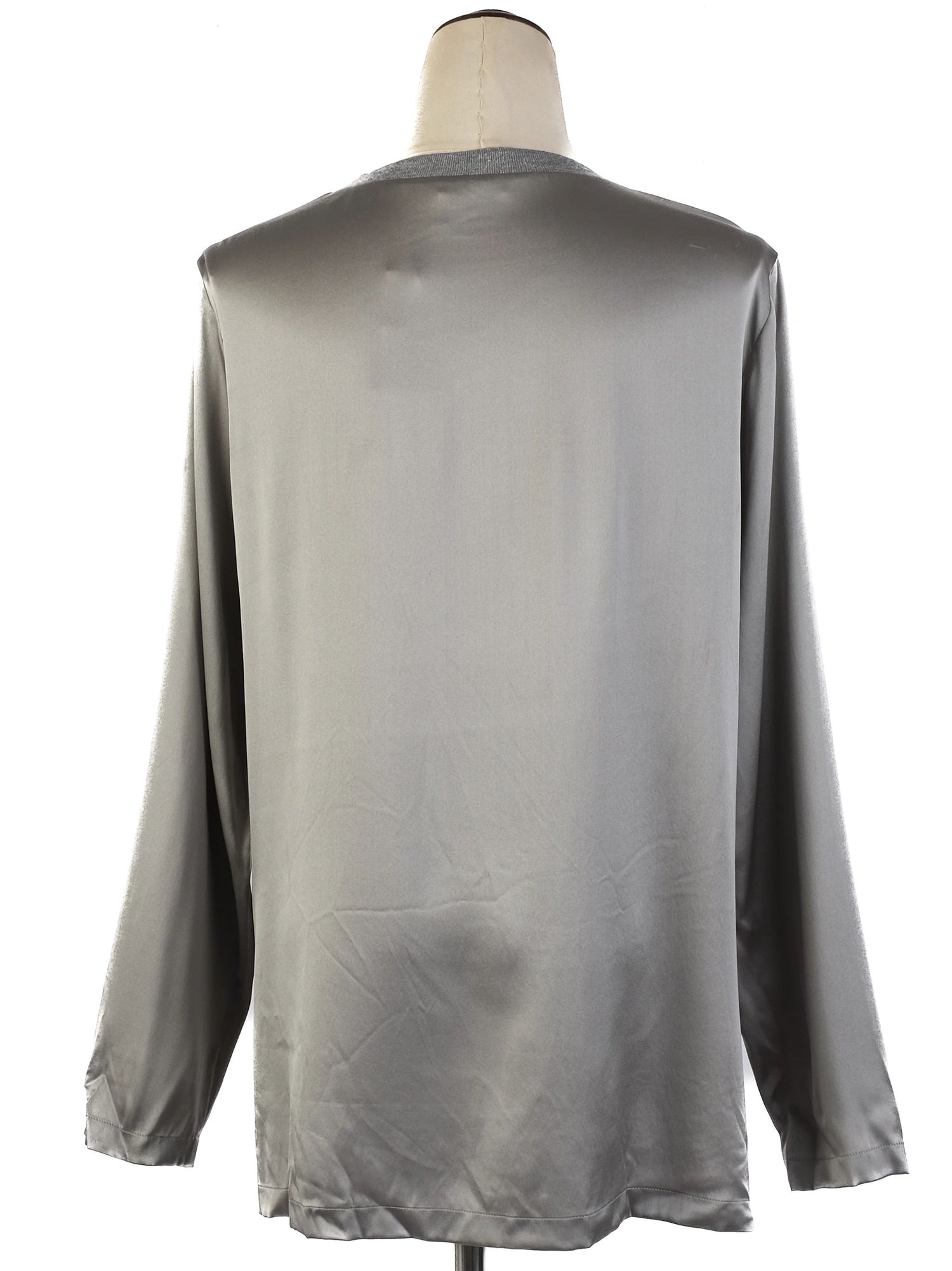 Excellent Peserico Gray Silk Blouse Size M for Women