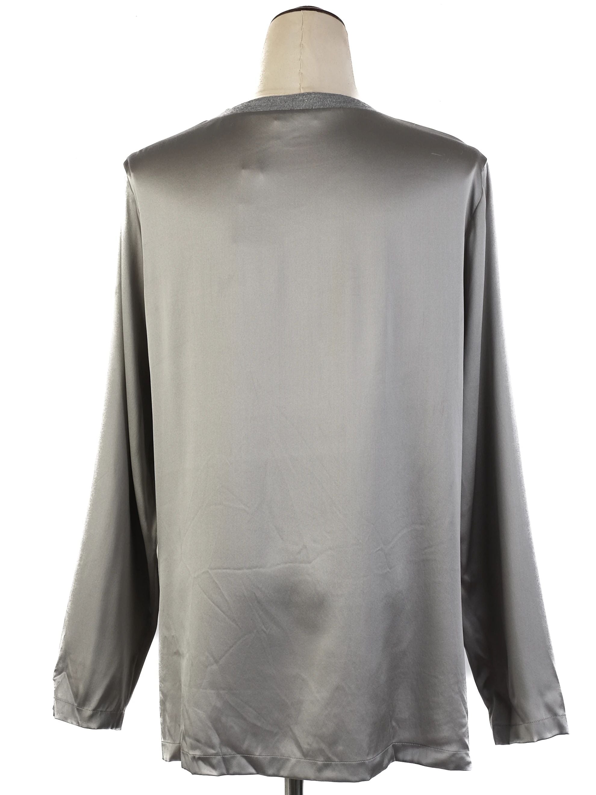 Excellent Peserico Gray Silk Blouse Size M for Women