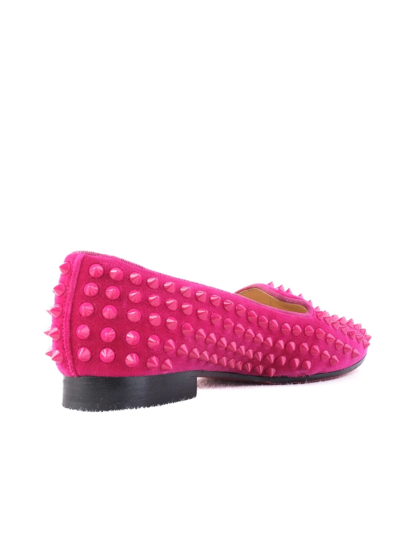 Excellent Christian Louboutin Pink Leather Loafers with Spikes Size 35.5