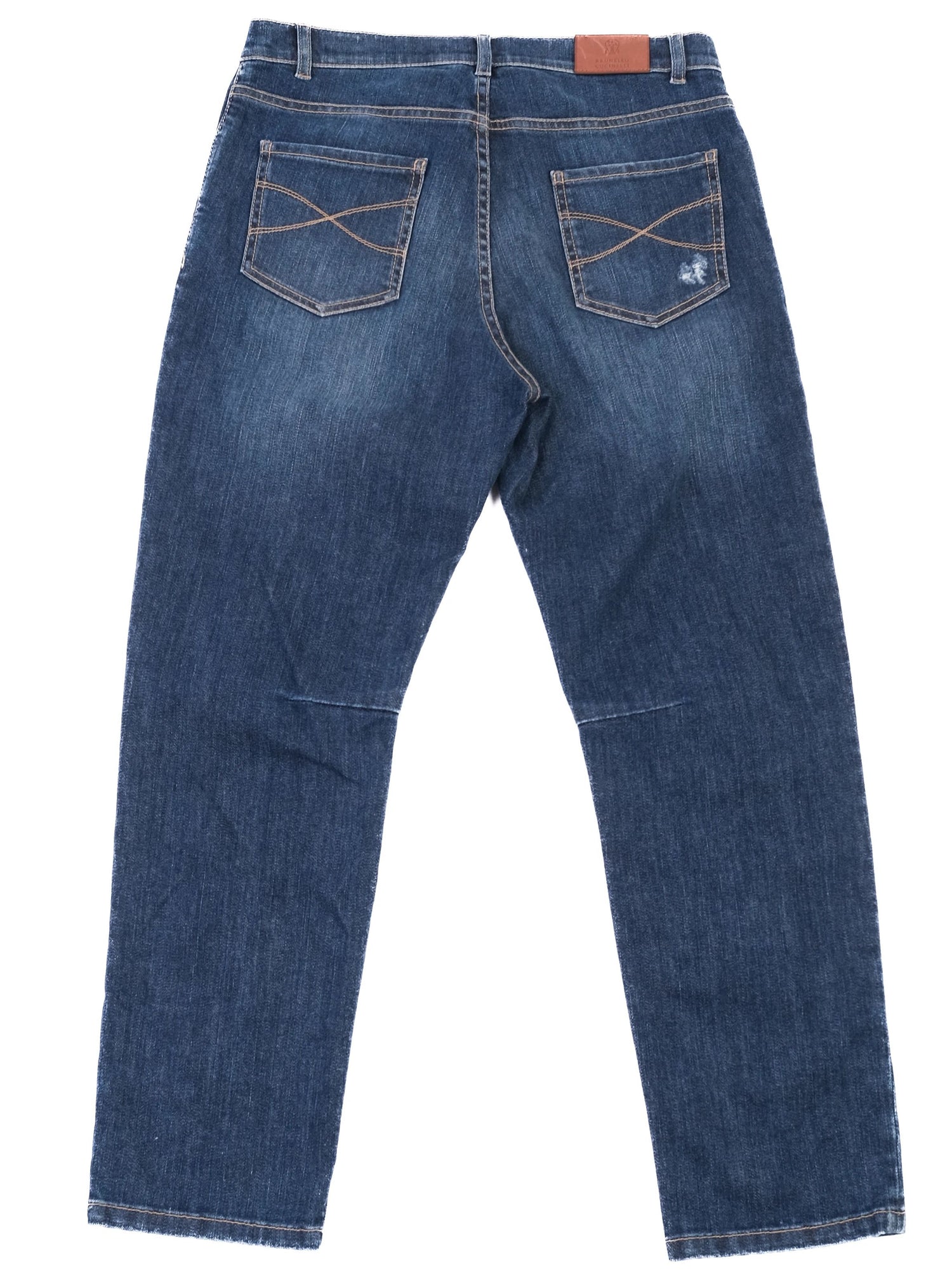 Brunello Cucinelli Blue Distressed Jeans Size 12 Cotton Natural