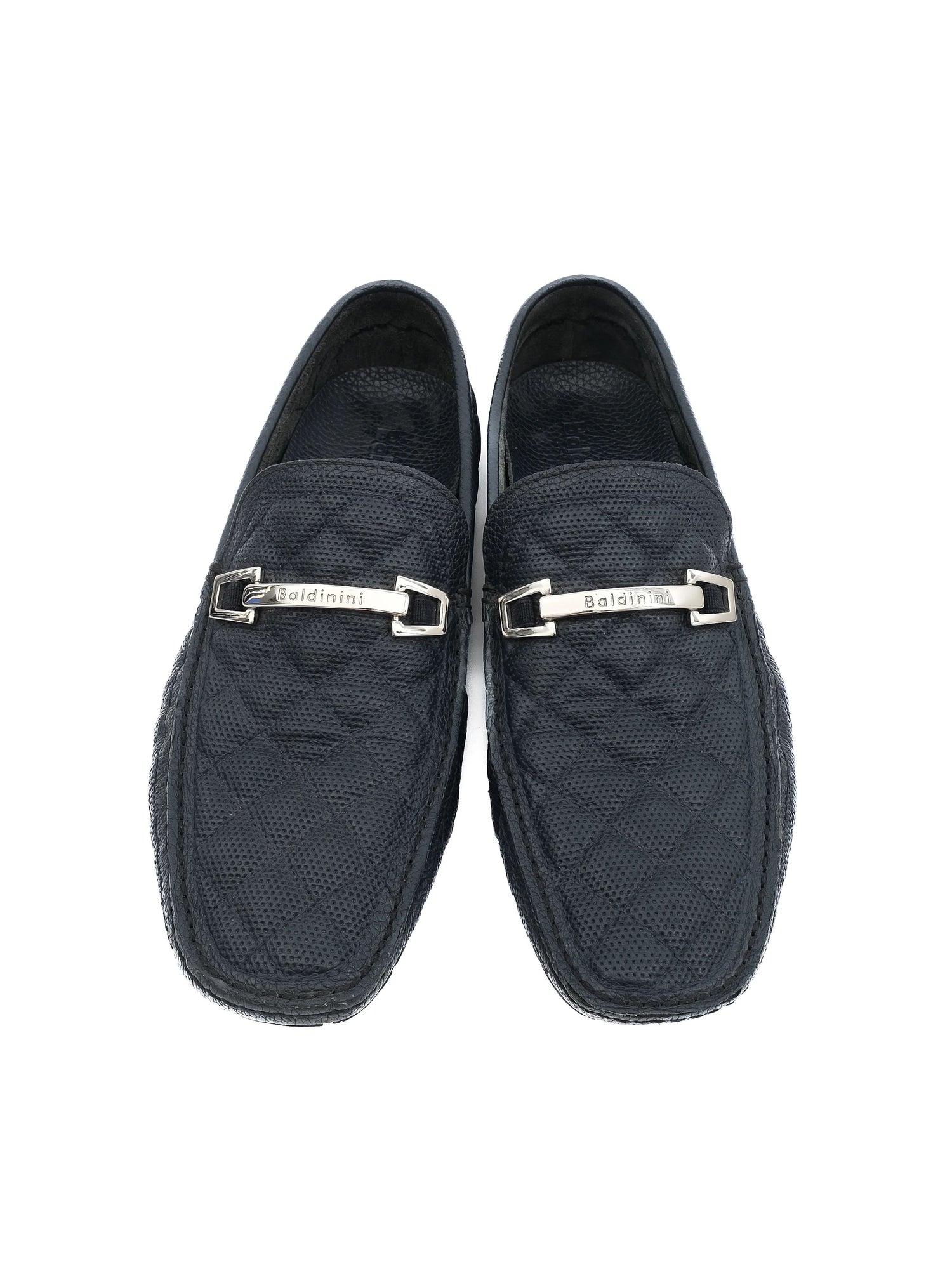 Excellent Baldinini Blue Leather Loafers Size 43 for Men