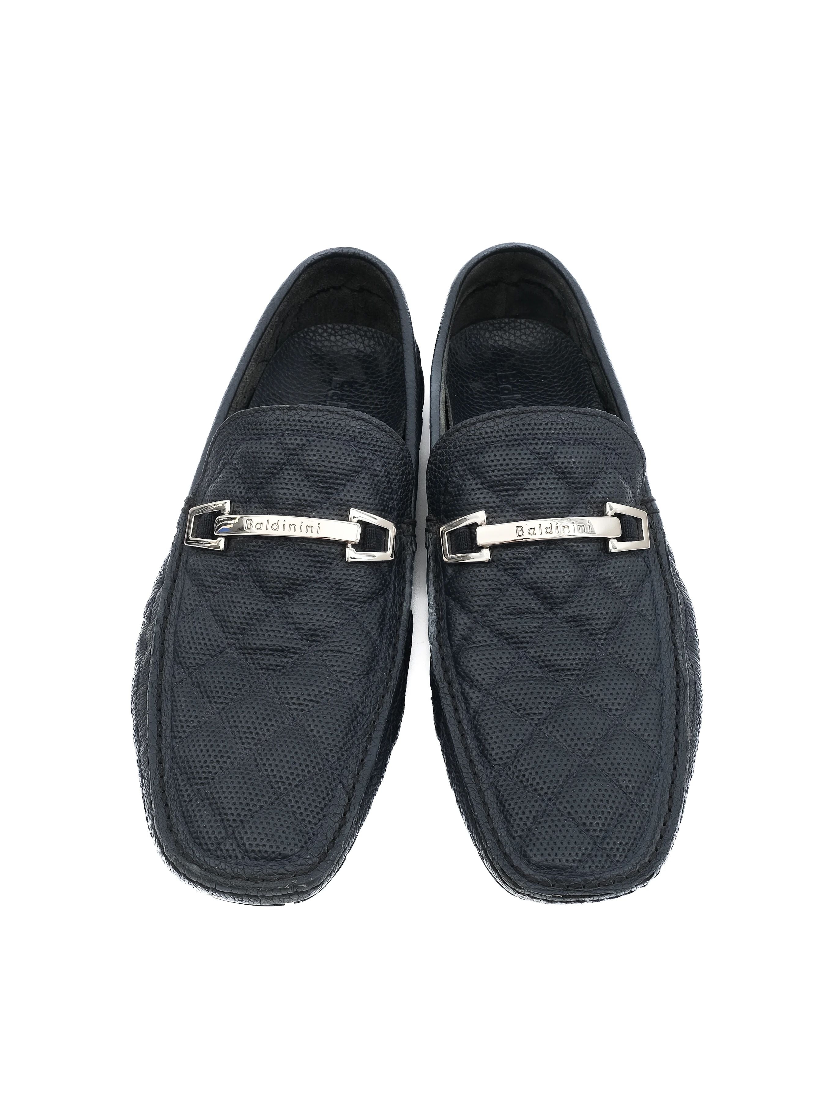 Excellent Baldinini Blue Leather Loafers Size 43 for Men