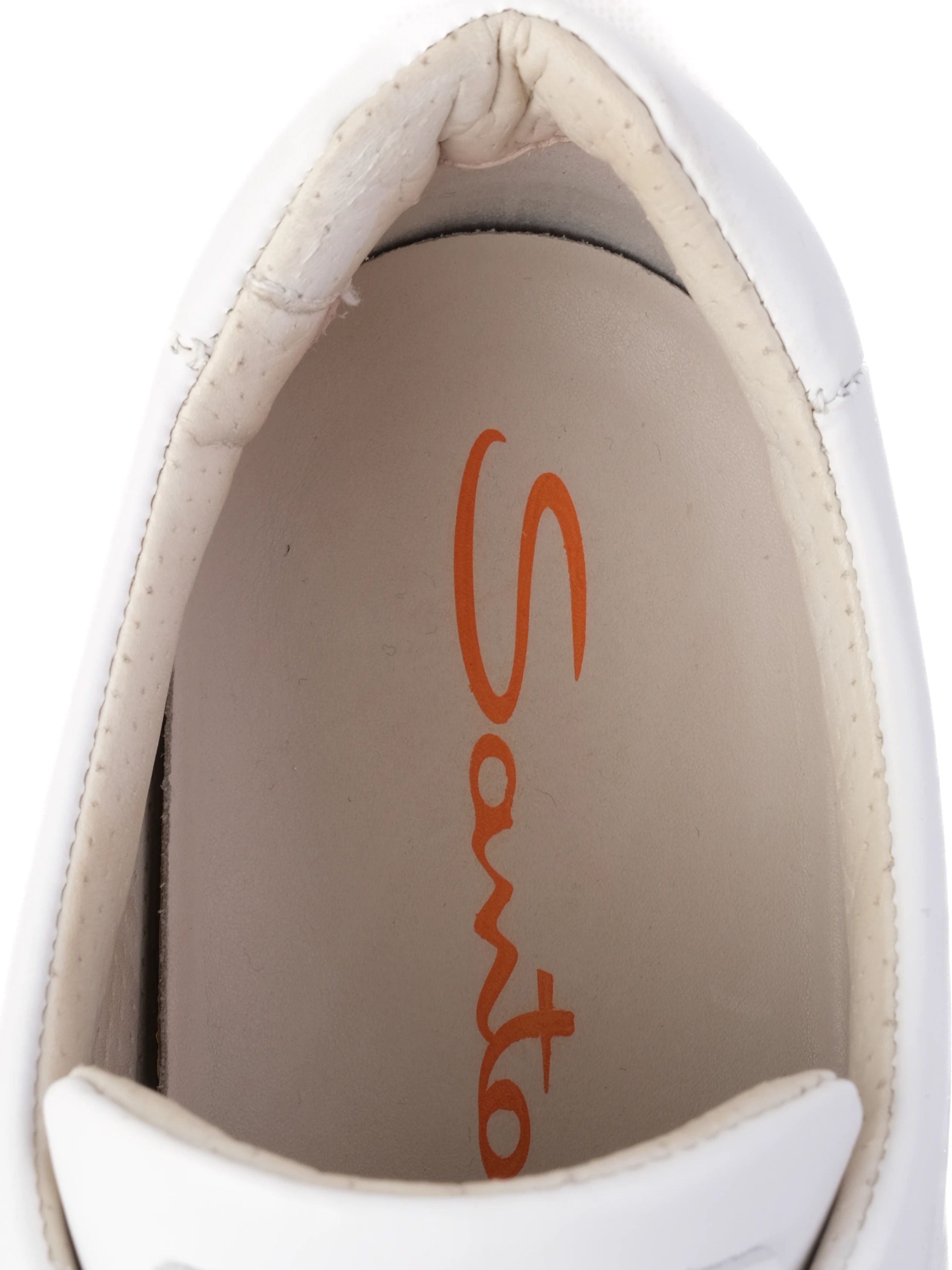 Excellent Santoni White Leather Slip-On Sneakers Size 39 Women