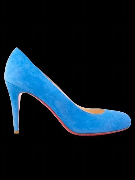 Excellent Christian Louboutin Blue Leather High-Heeled Shoes Size 38