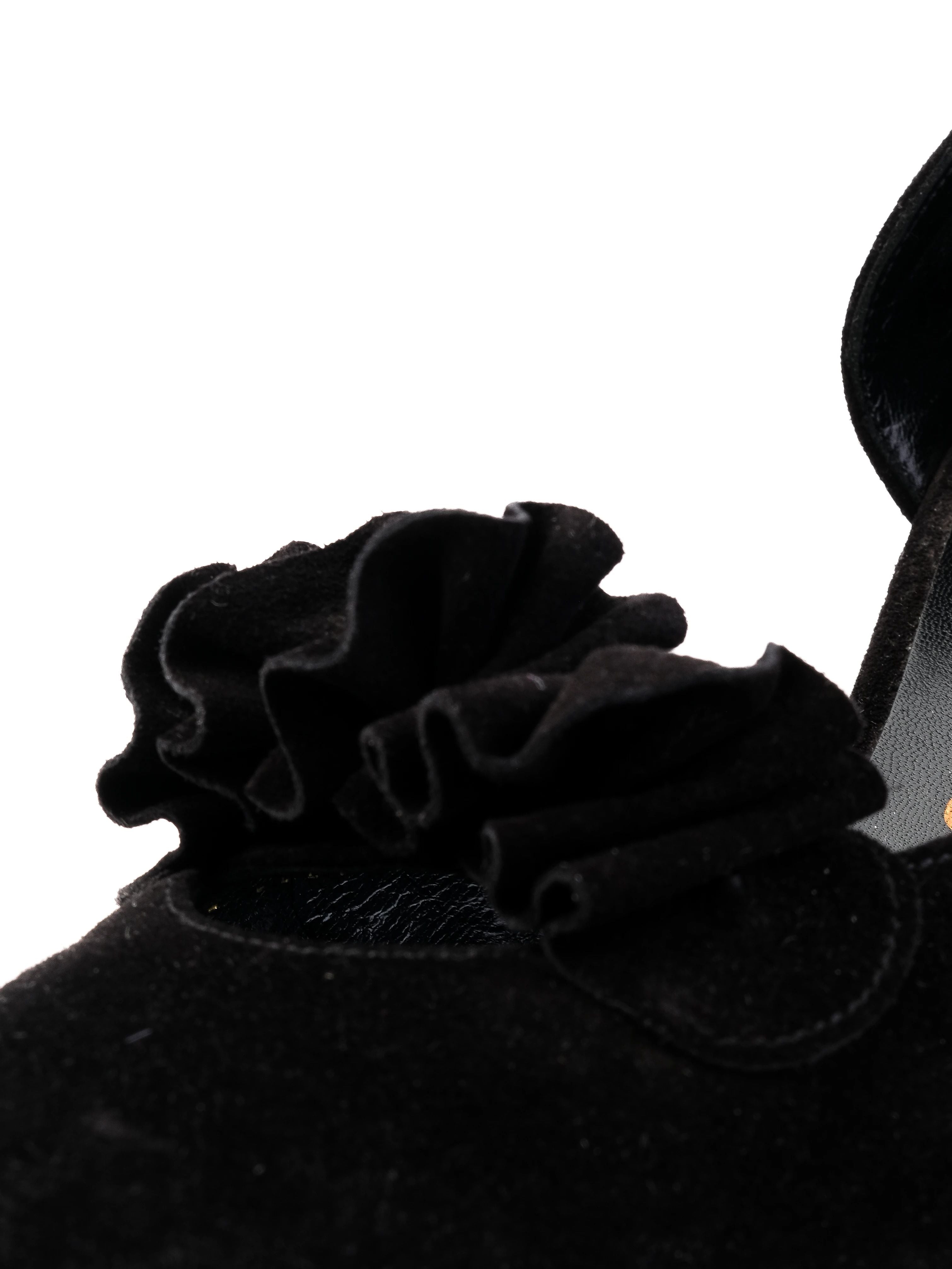 Excellent Salvatore Ferragamo Black Suede High Heeled Shoes Size 37.5