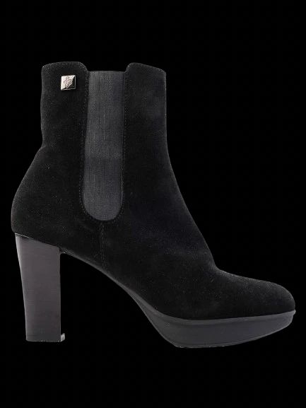 NEW Guido Scariglia Black Suede Ankle Boots with Block Heel Size 37