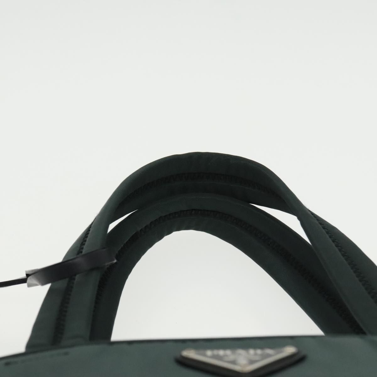 Prada Hand Bag Nylon Green Silver Auth