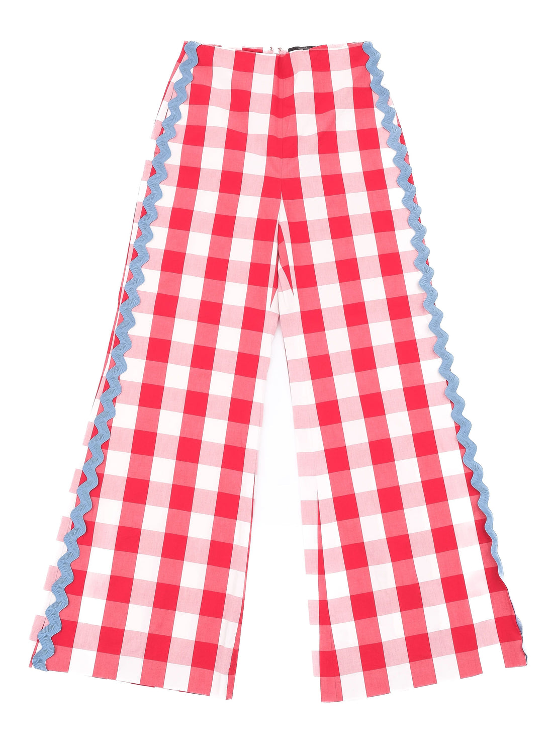 Excellent Weekend MaxMara Red Checkered Wide-Leg Pants Size M