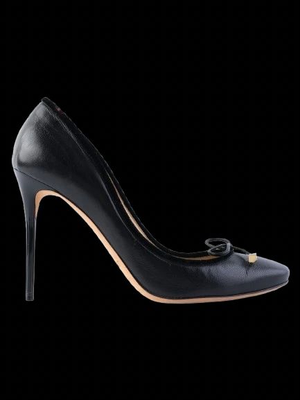 Excellent Jimmy Choo Black Leather High Heels Size 40 with Bow