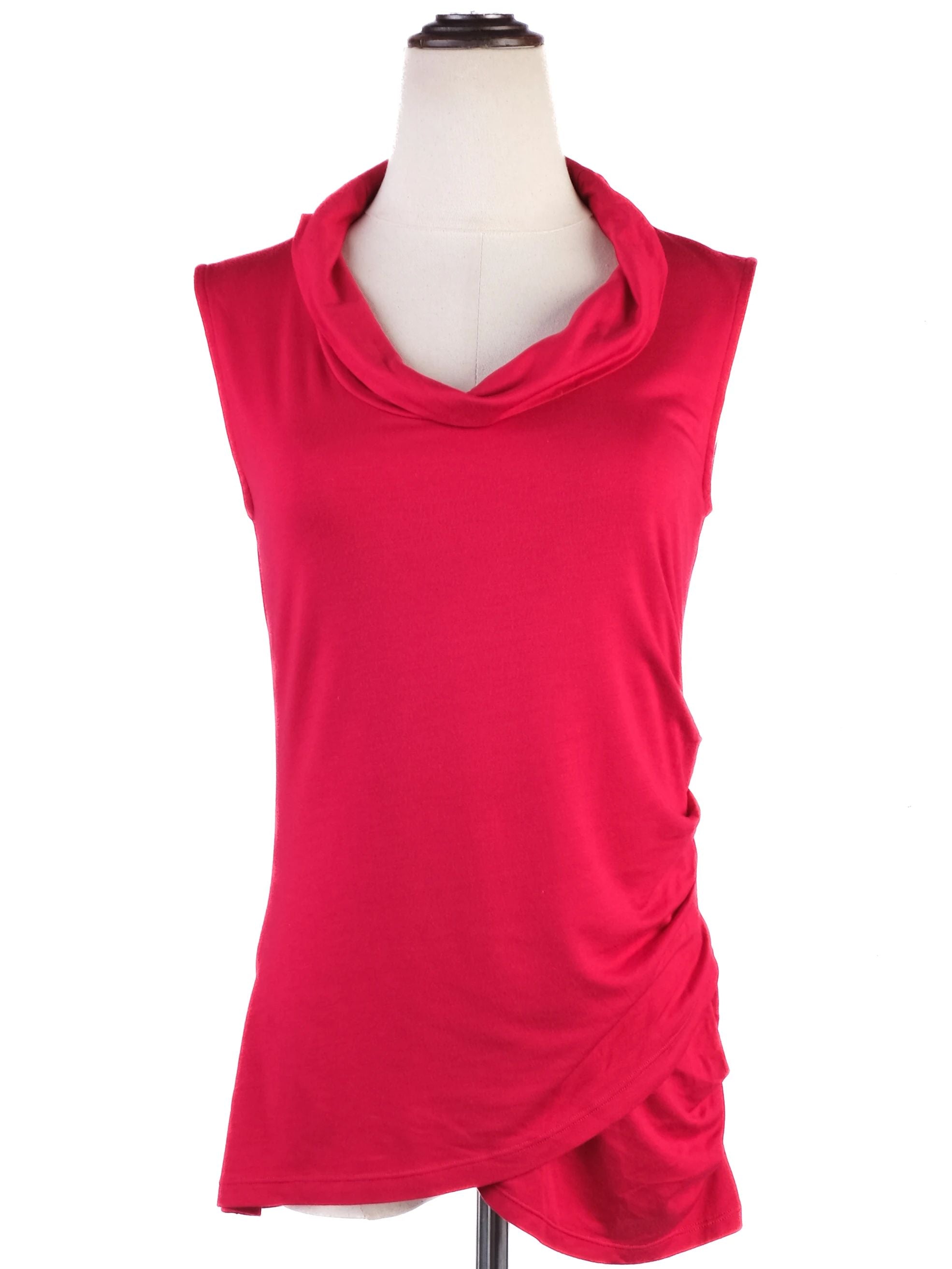 Elie Tahari Red Modal Top Size S with Draped Cowl Neckline