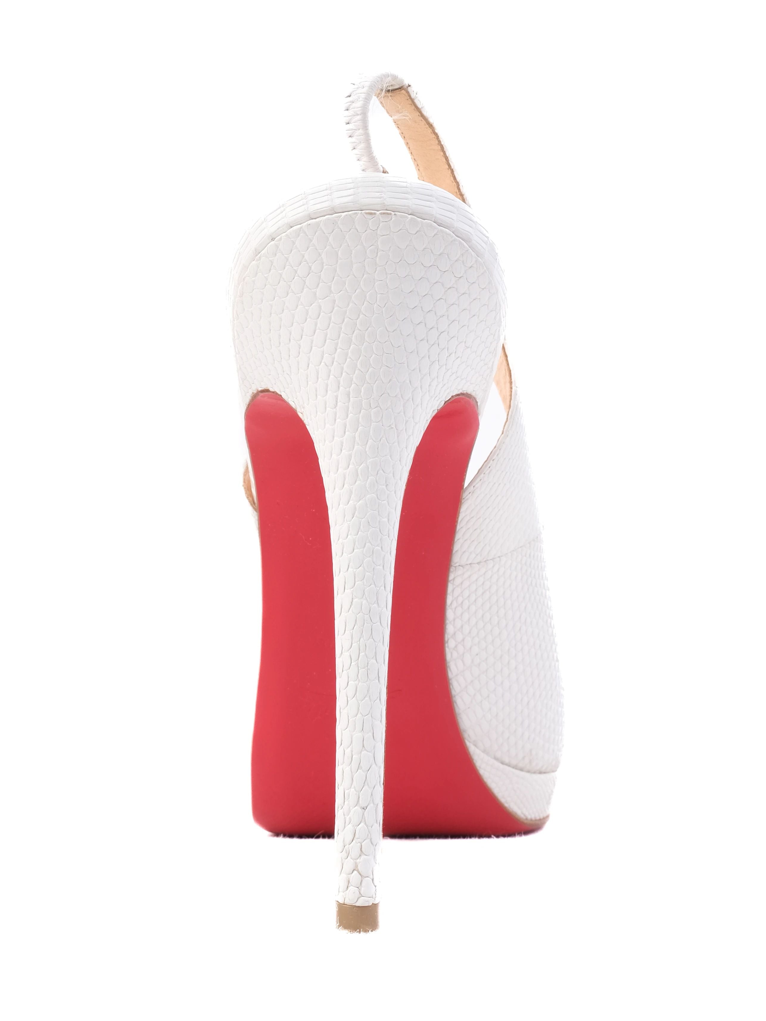 Perfect Christian Louboutin White Leather Slingback Heels Size 38.5