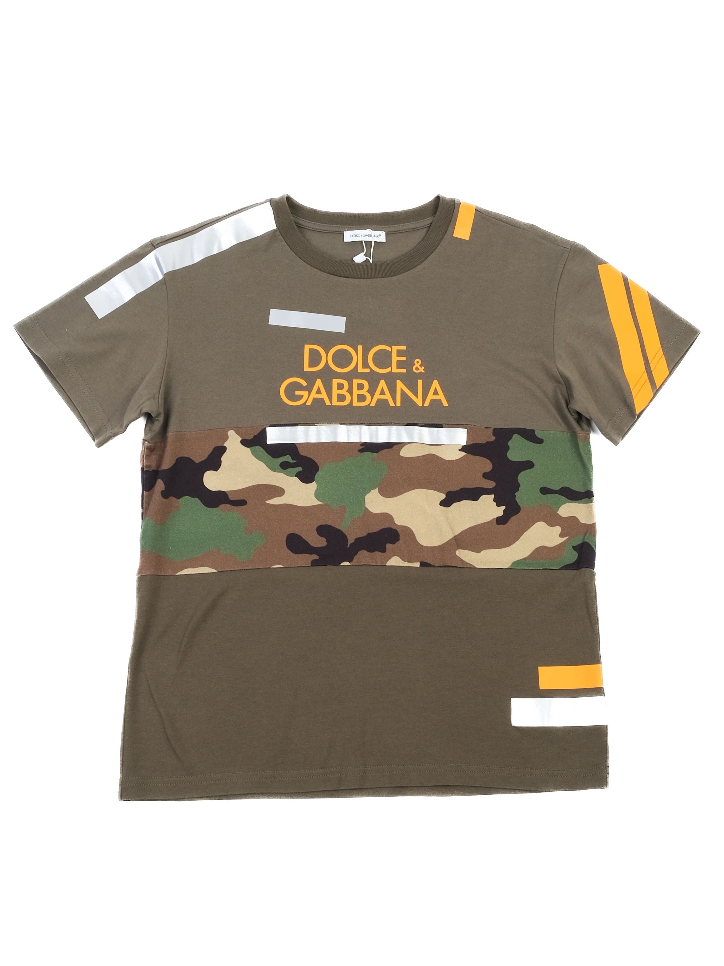 Excellent Dolce & Gabbana Kids Green Camouflage T-Shirt Size 10