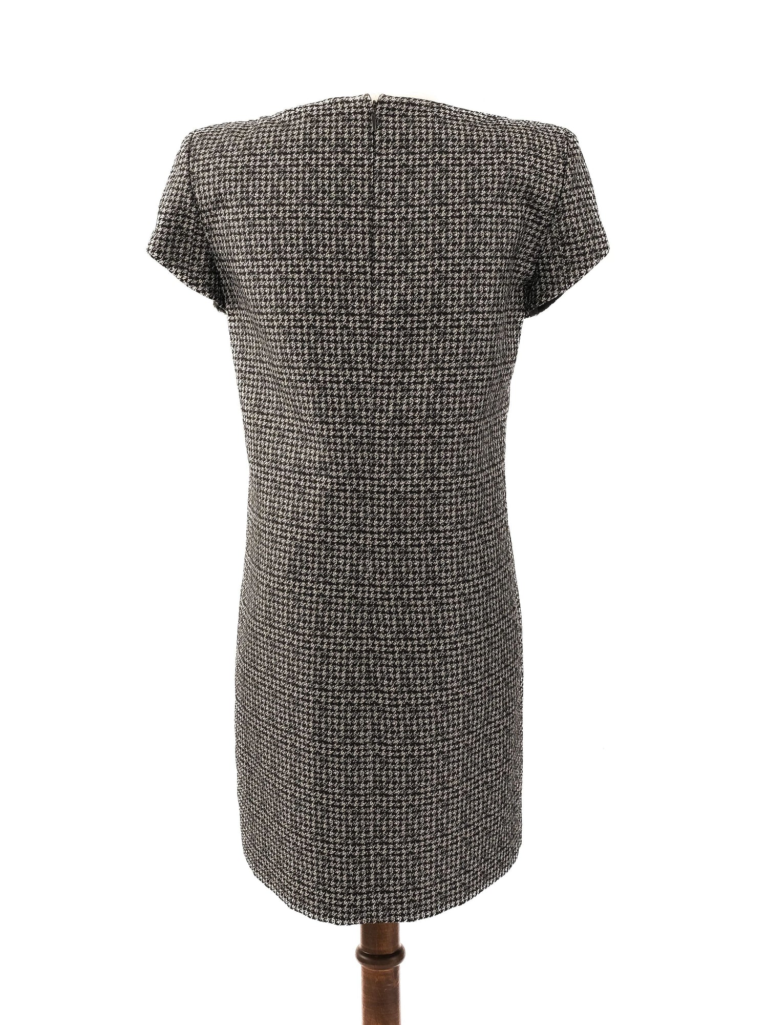 Saint Laurent Gray Silk Houndstooth Dress Size M - Excellent Condition