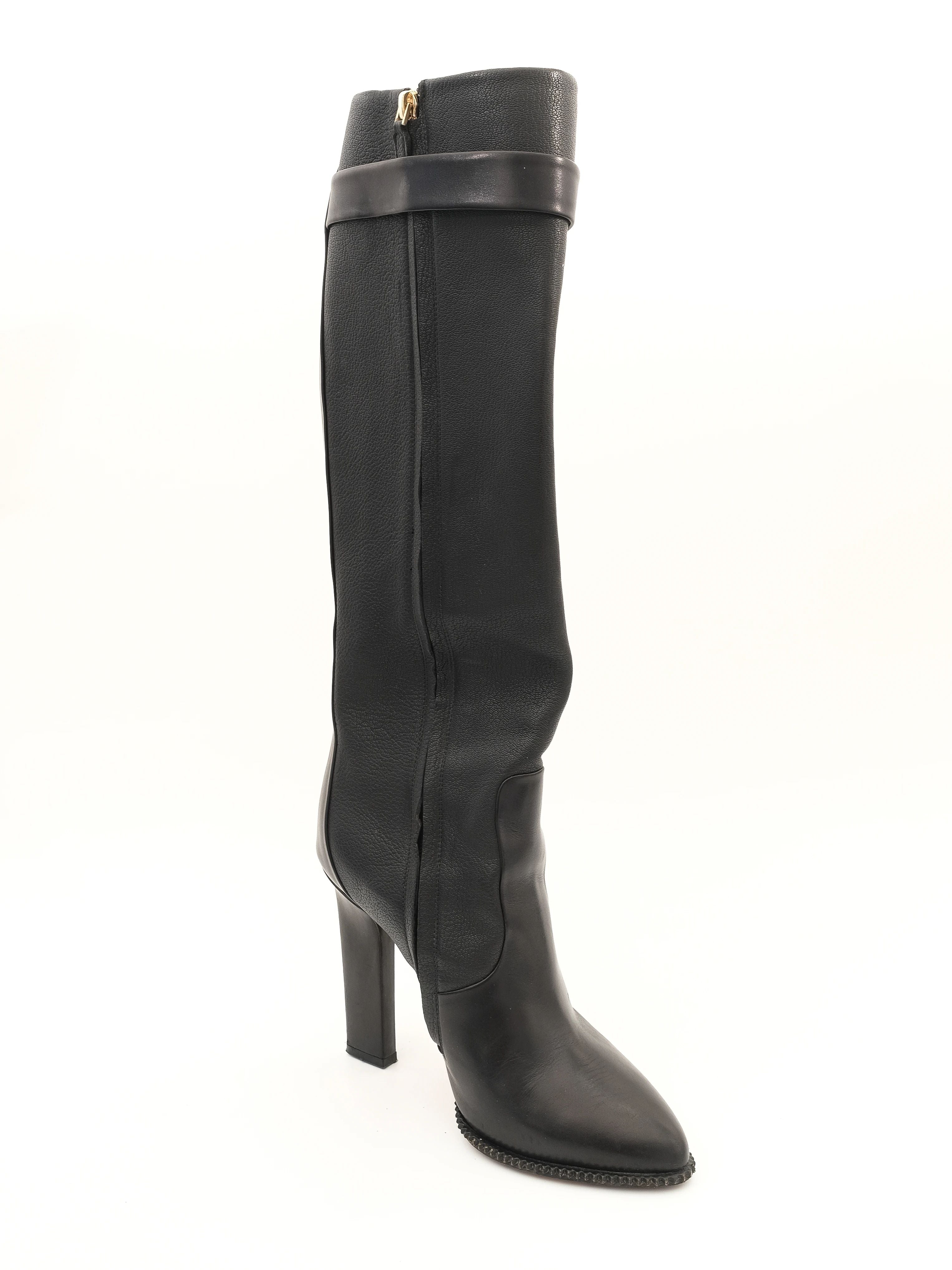 Excellent Givenchy Black Leather Knee-High Boots Size 37