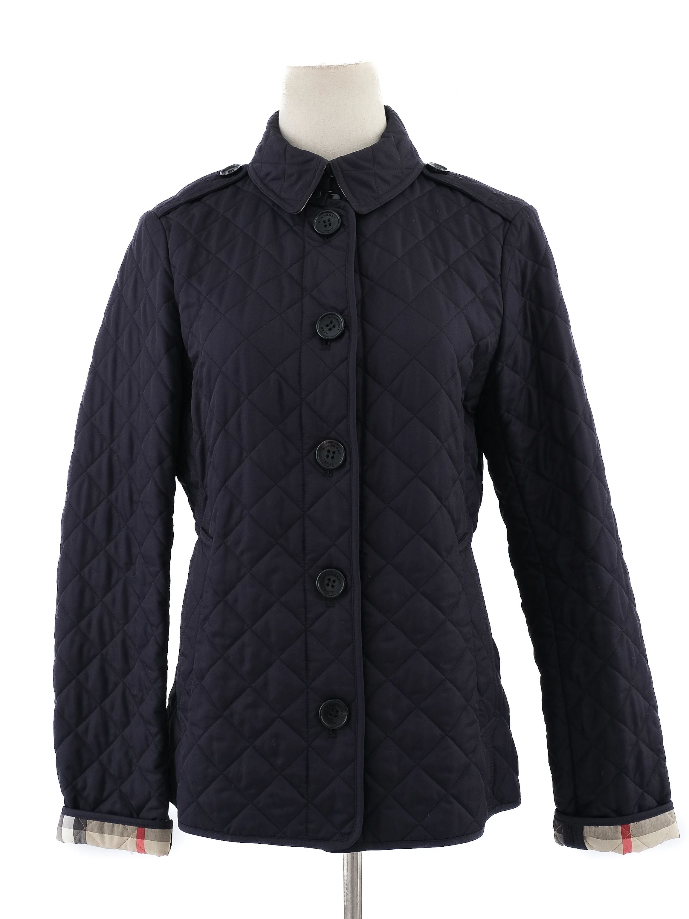 Excellent Burberry Blue Quilted Jacket Size S Polyester Women