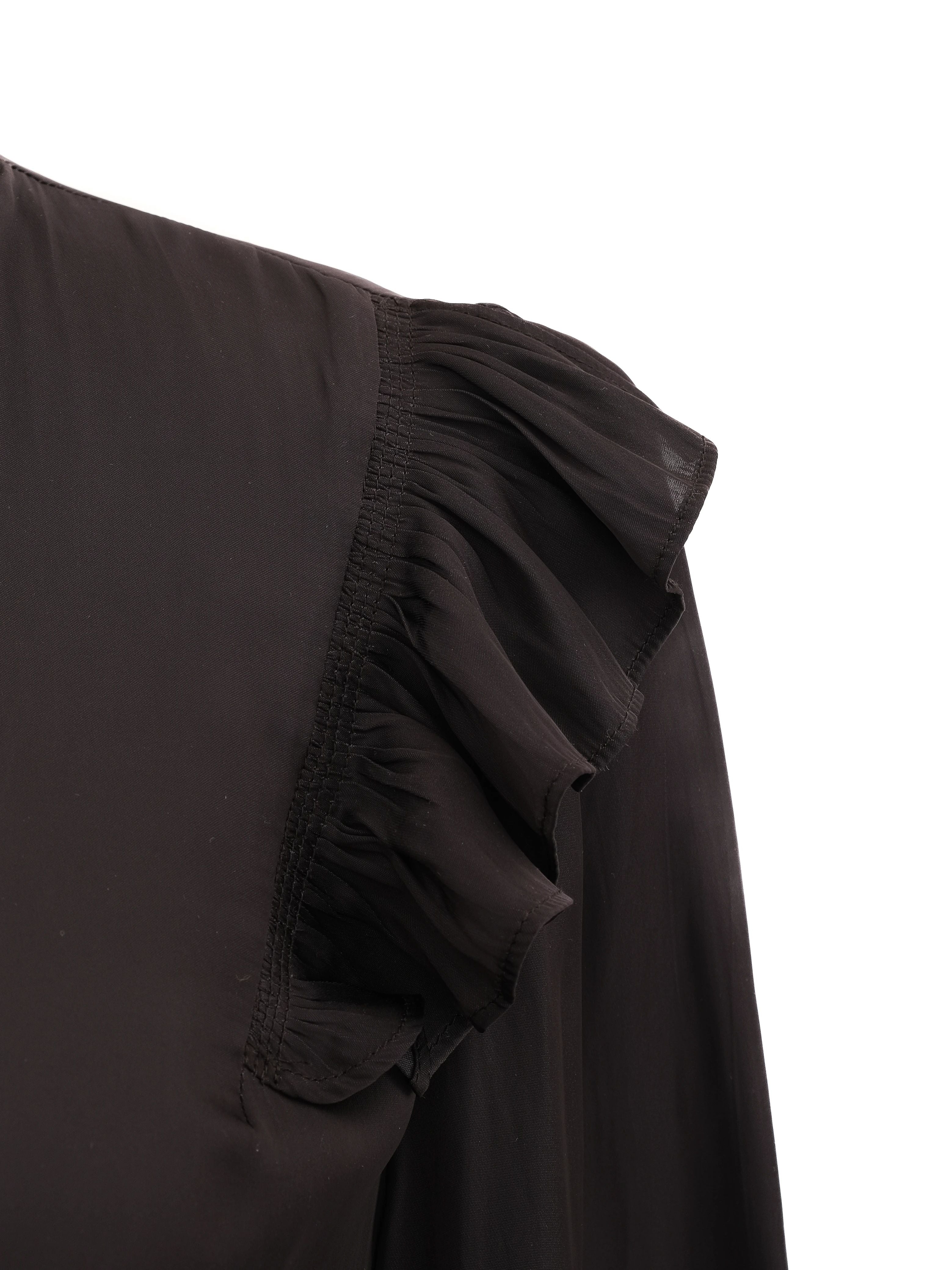 Excellent Zadig&Voltaire Black Dress XS Ruffled Long Sleeve