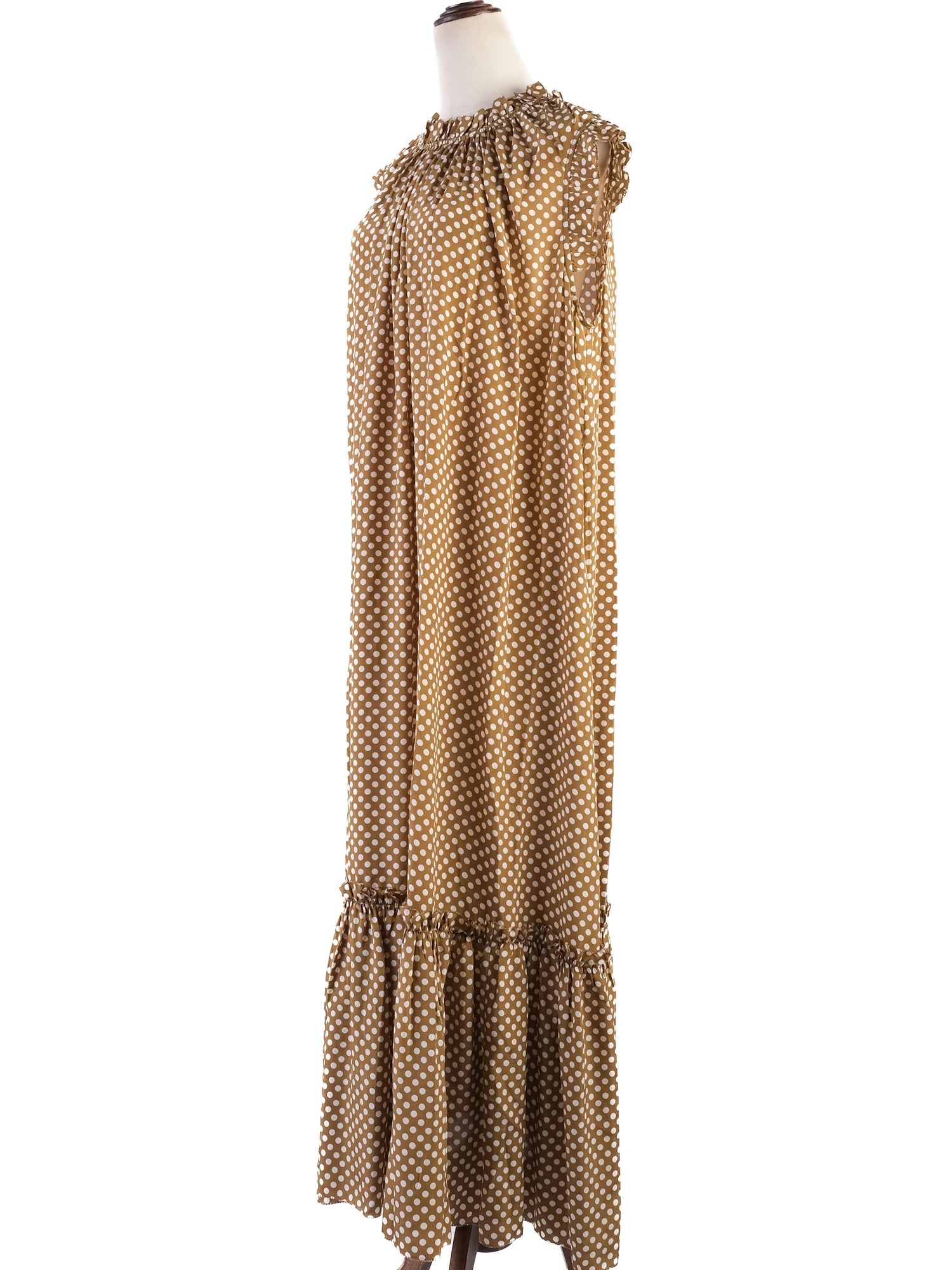 Excellent Zimmerman Ruffled Polka Dot Dress Brown Silk Size L