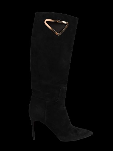 Excellent Casadei Black Leather High-Heeled Boots Size 36
