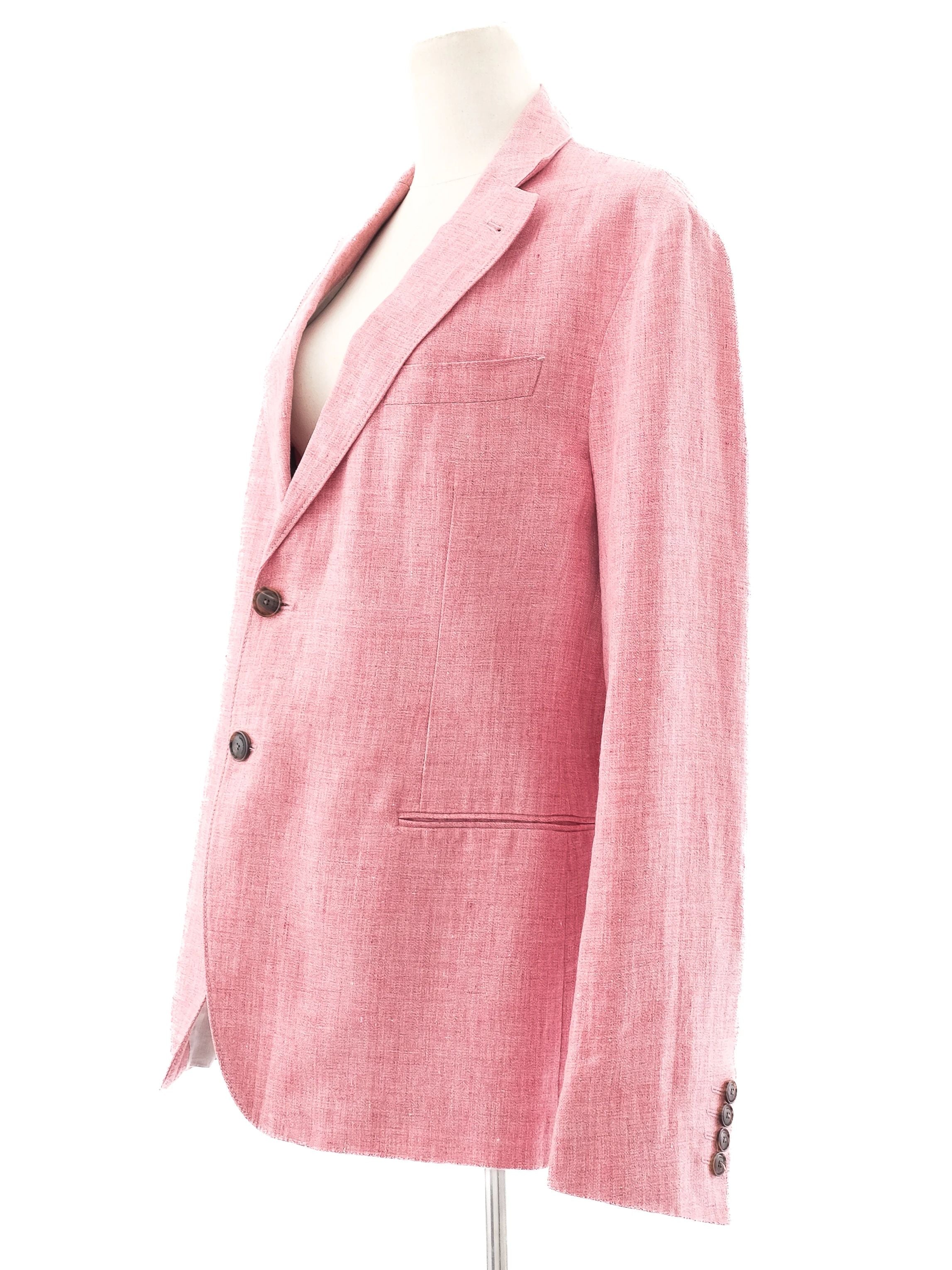 Excellent Emporio Armani Pink Blazer Size L Textured Fabric