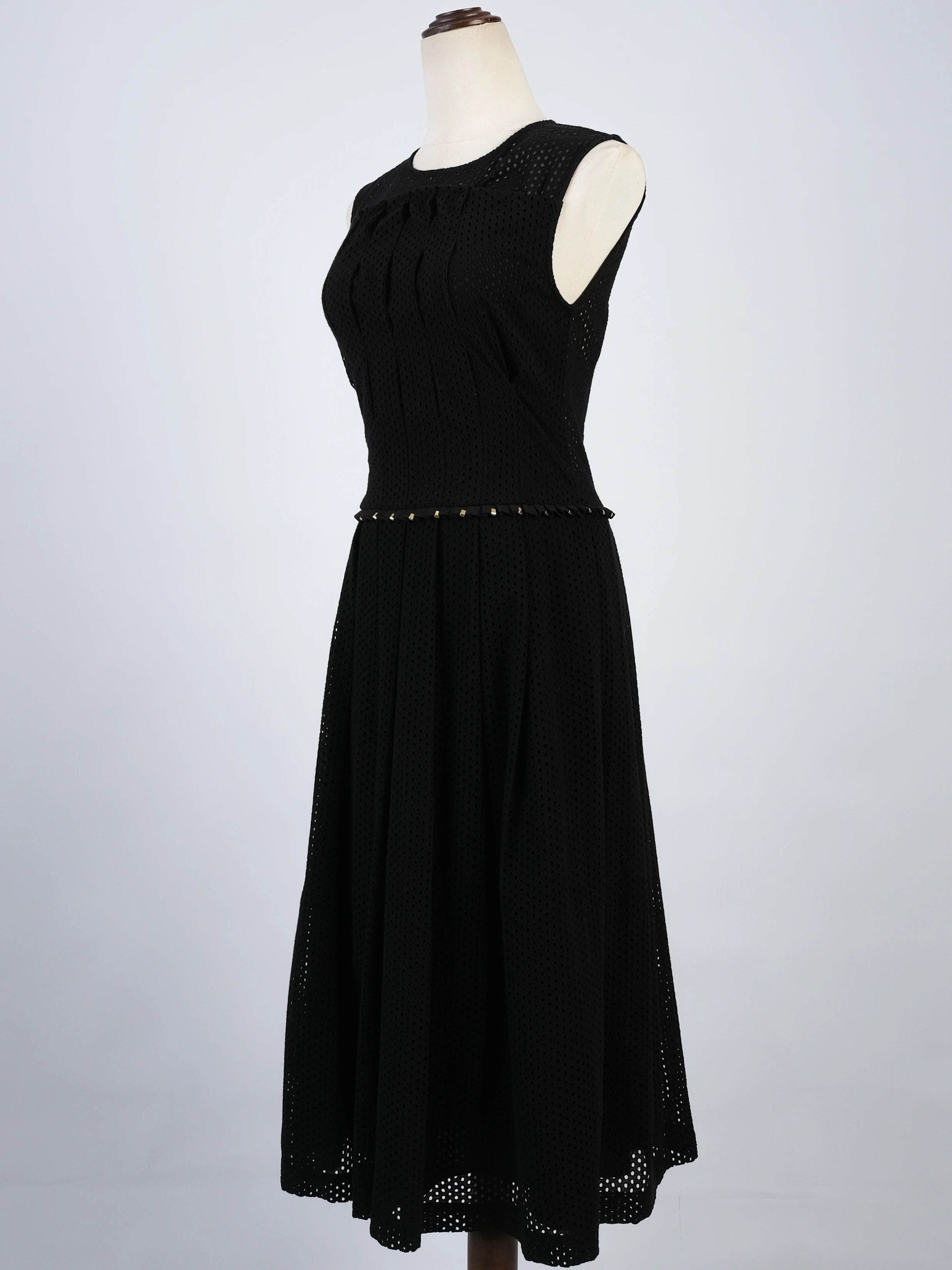 Excellent Cavalli Class Black Cotton Sleeveless Dress with Embellishments