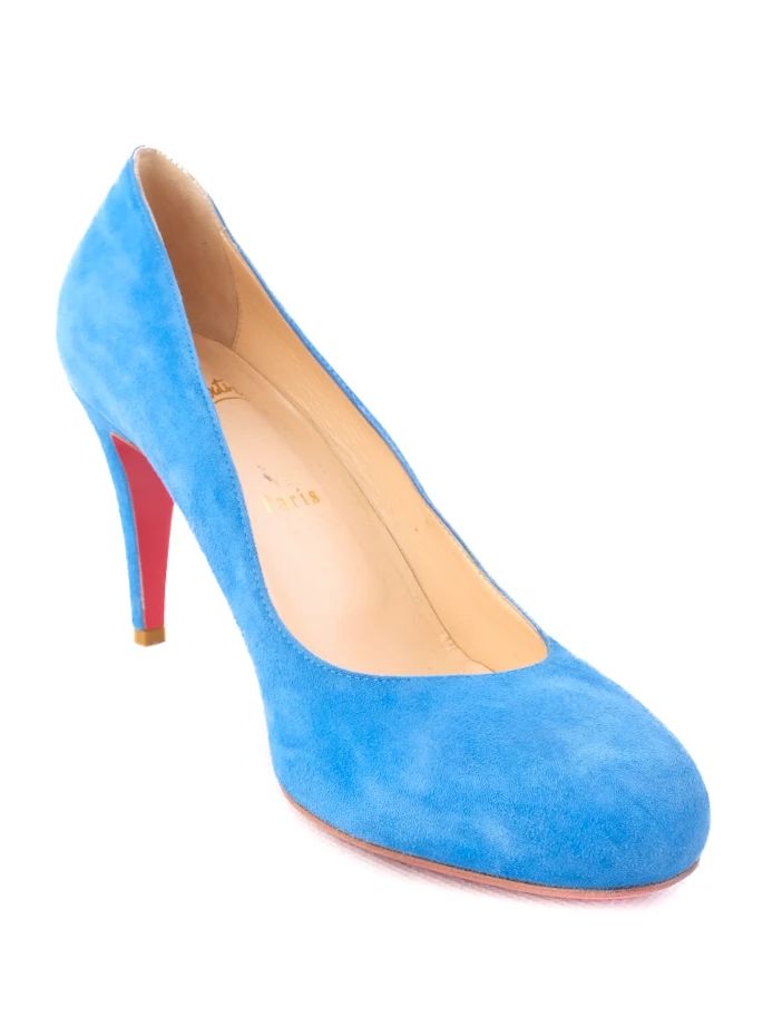 Excellent Christian Louboutin Blue Leather High-Heeled Shoes Size 38