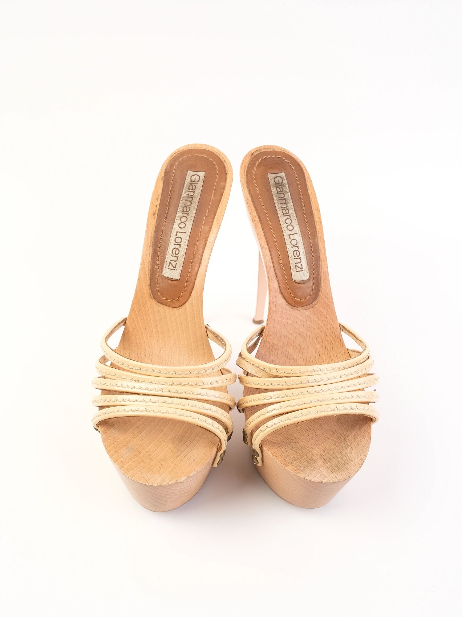 Excellent Gianmarco Lorenzi Orange Leather Stiletto Sandals Size 39