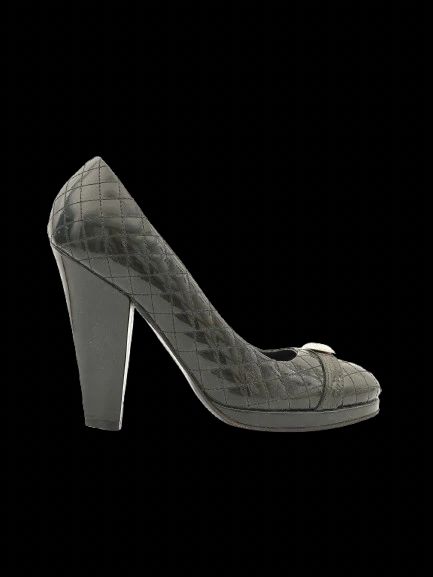 Byblos Black High-Heeled Leather Shoes Size 38 - Perfect Condition