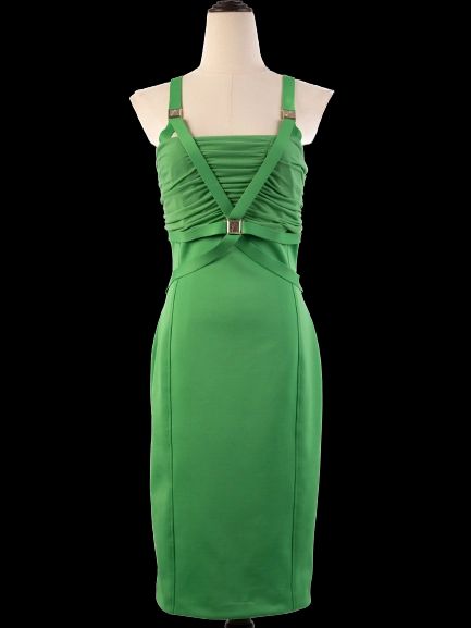 Excellent Versace Green Midi Dress M Polyester Sleeveless Women