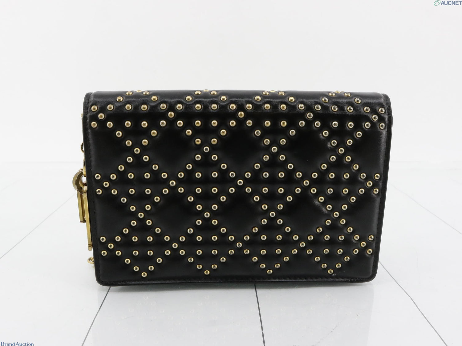 Christian Dior Studded Chain Wallet, Calfskin Leather