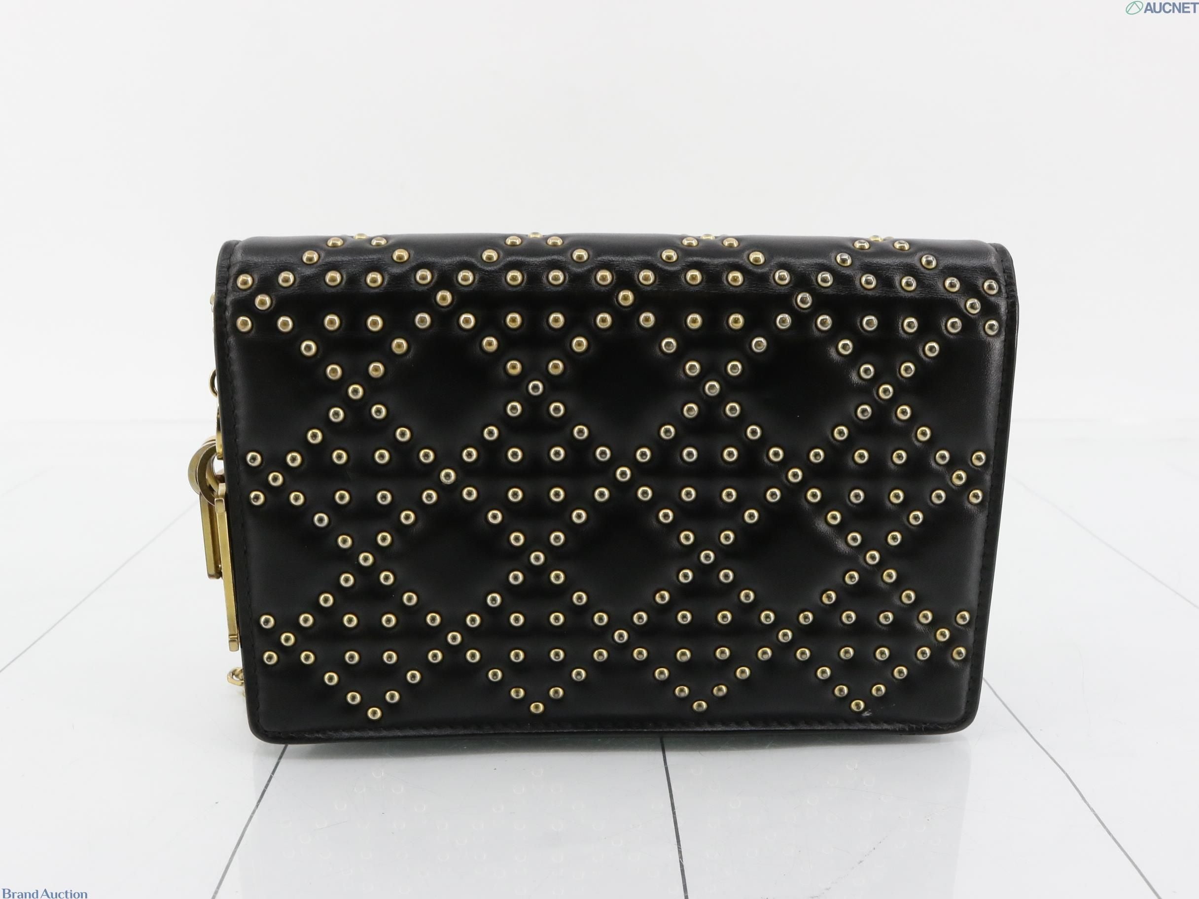 Christian Dior Studded Chain Wallet, Calfskin Leather