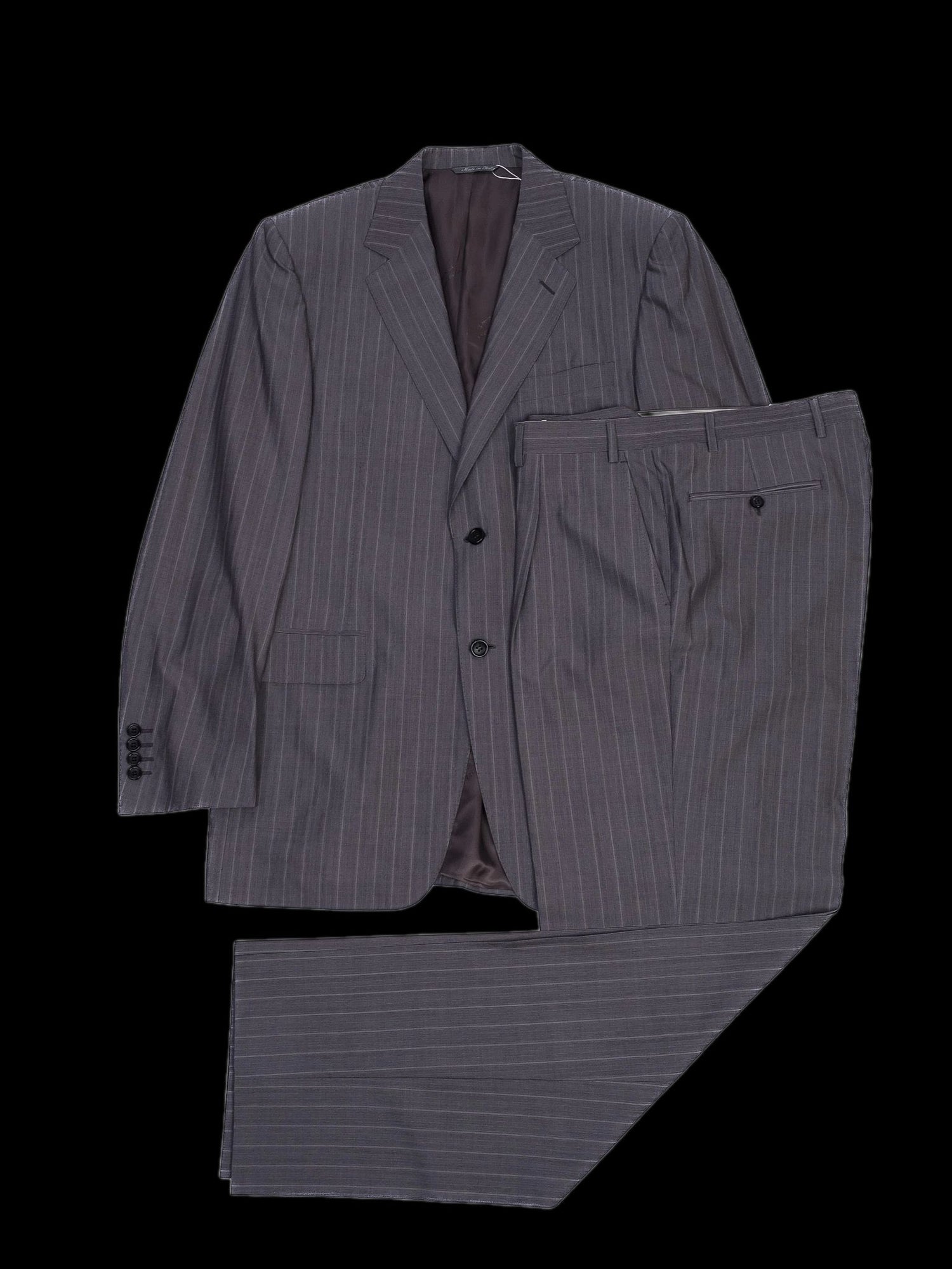 Excellent Canali Gray Pinstripe Suit Size L Cupro Fabric